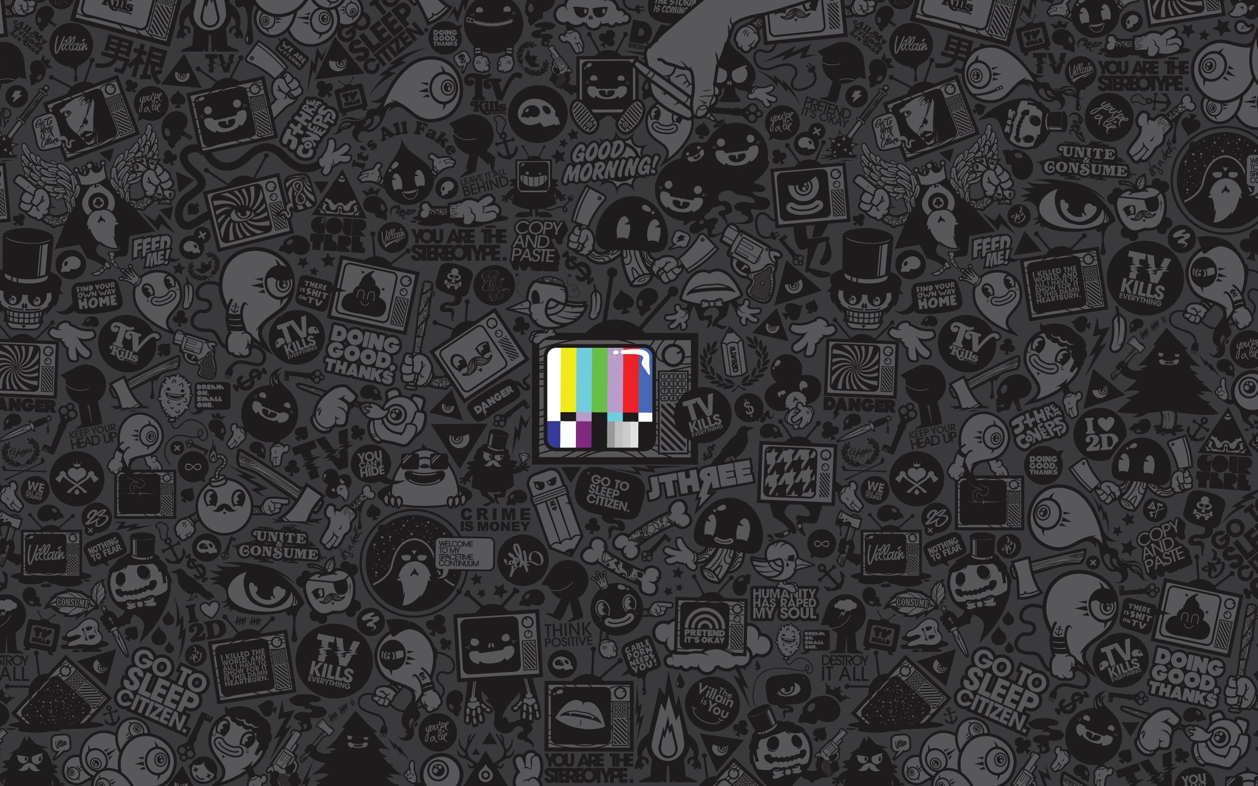 TV colore su doodle grigi, 2560x1600 WQXGA, Desktop