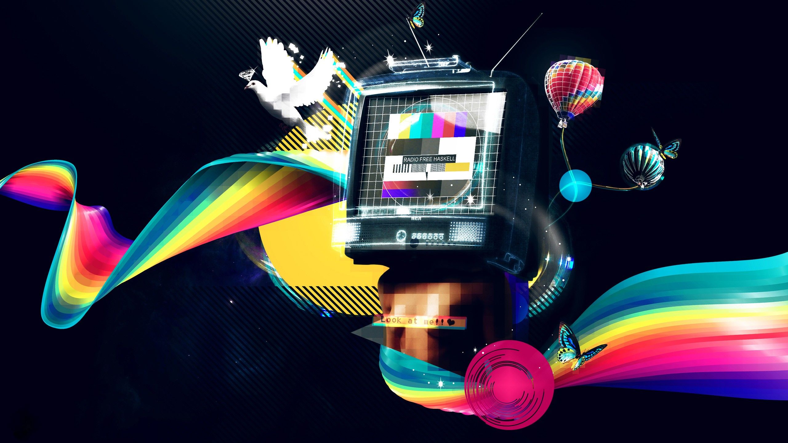 TV vintage colori arcobaleno astratto, 2560x1440 2K, Desktop