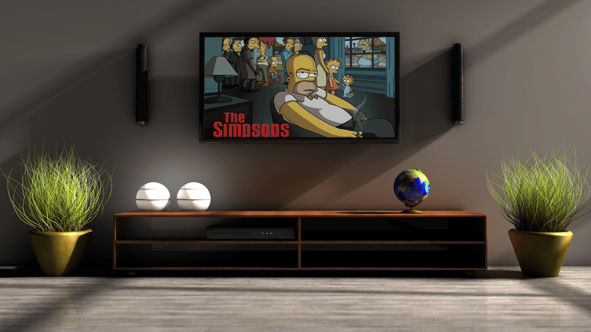 TV con I Simpson accesa, serie animata, 1920x1080 1080p, Desktop