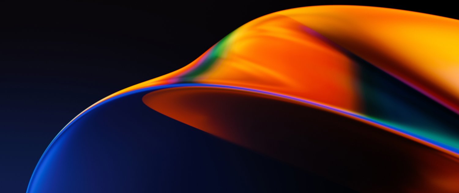 Onda astratta arancione blu, 1500x632 Panoramico, Dual Screen