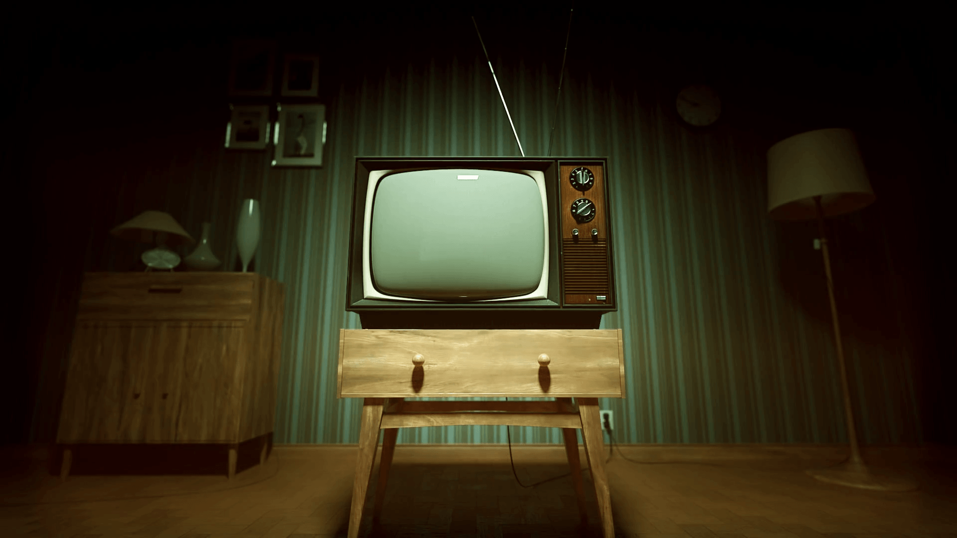 Vecchia TV vintage in stanza buia, 1920x1080 Full HD 1080p, PC Desktop