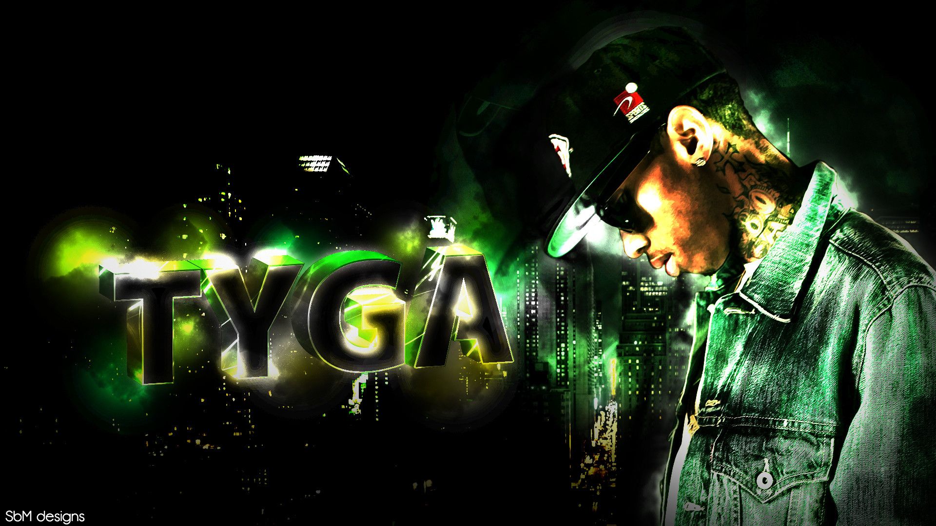 Tyga logo verde nero, 1920x1080 Full HD 1080p, PC Desktop