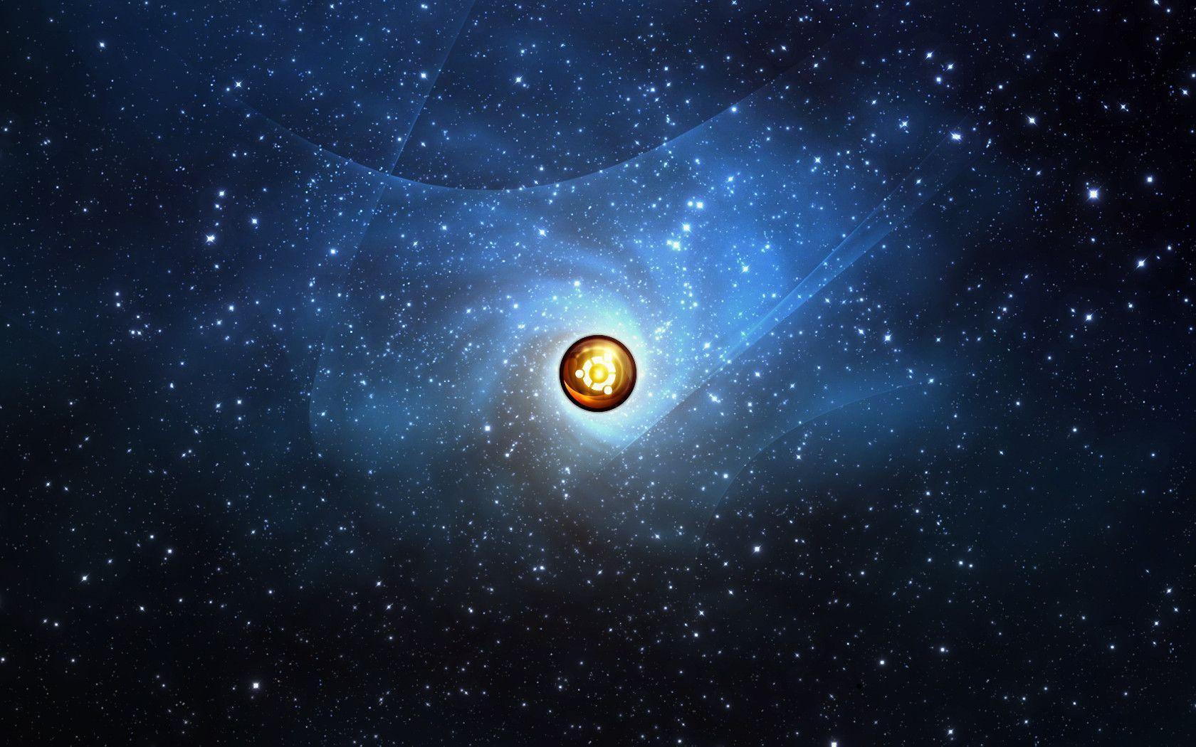 Logo Ubuntu in galassia stellata, 1680x1050 900p, Laptop