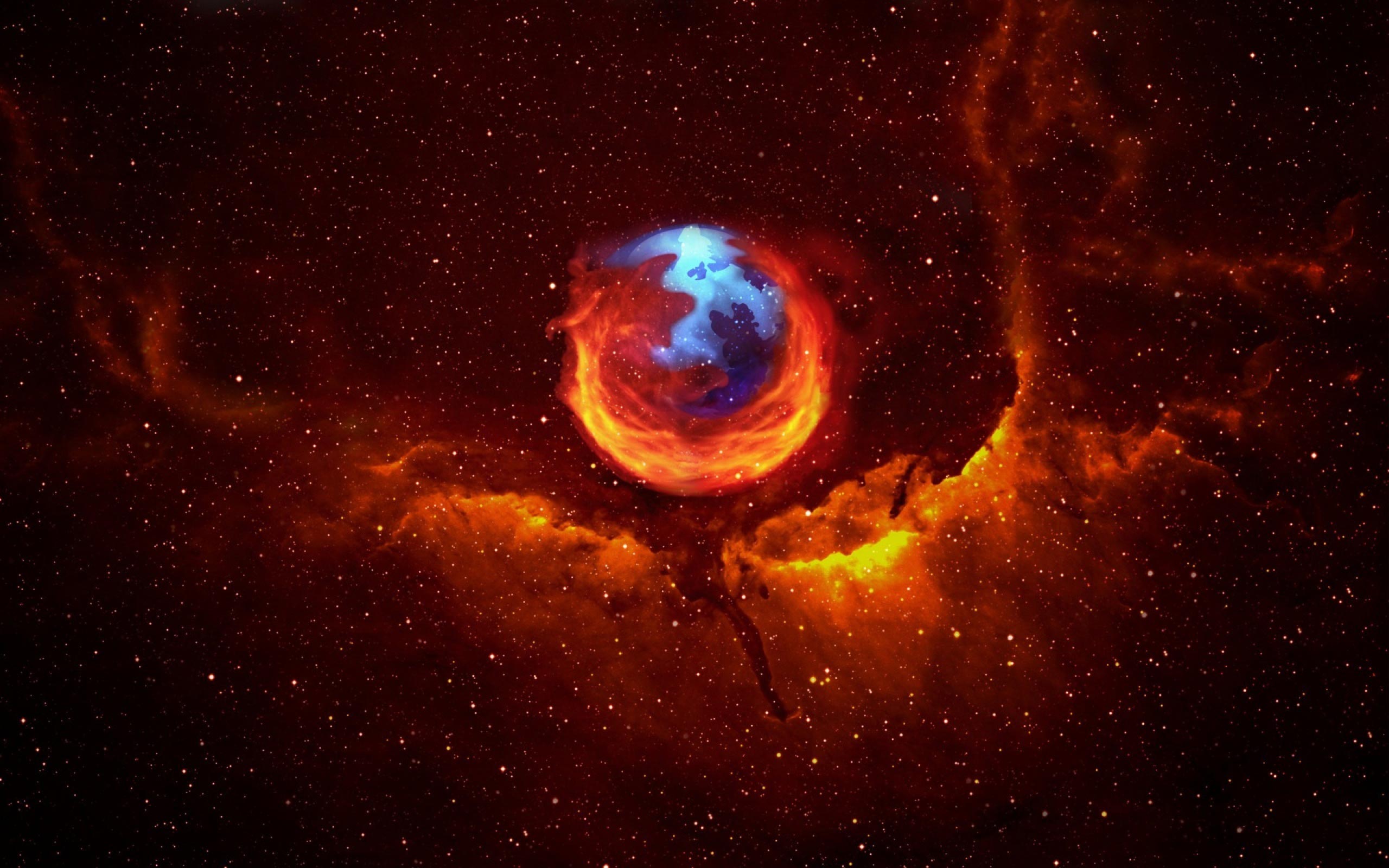 Logo Firefox nebulosa spaziale, 2560x1600 2K, Desktop