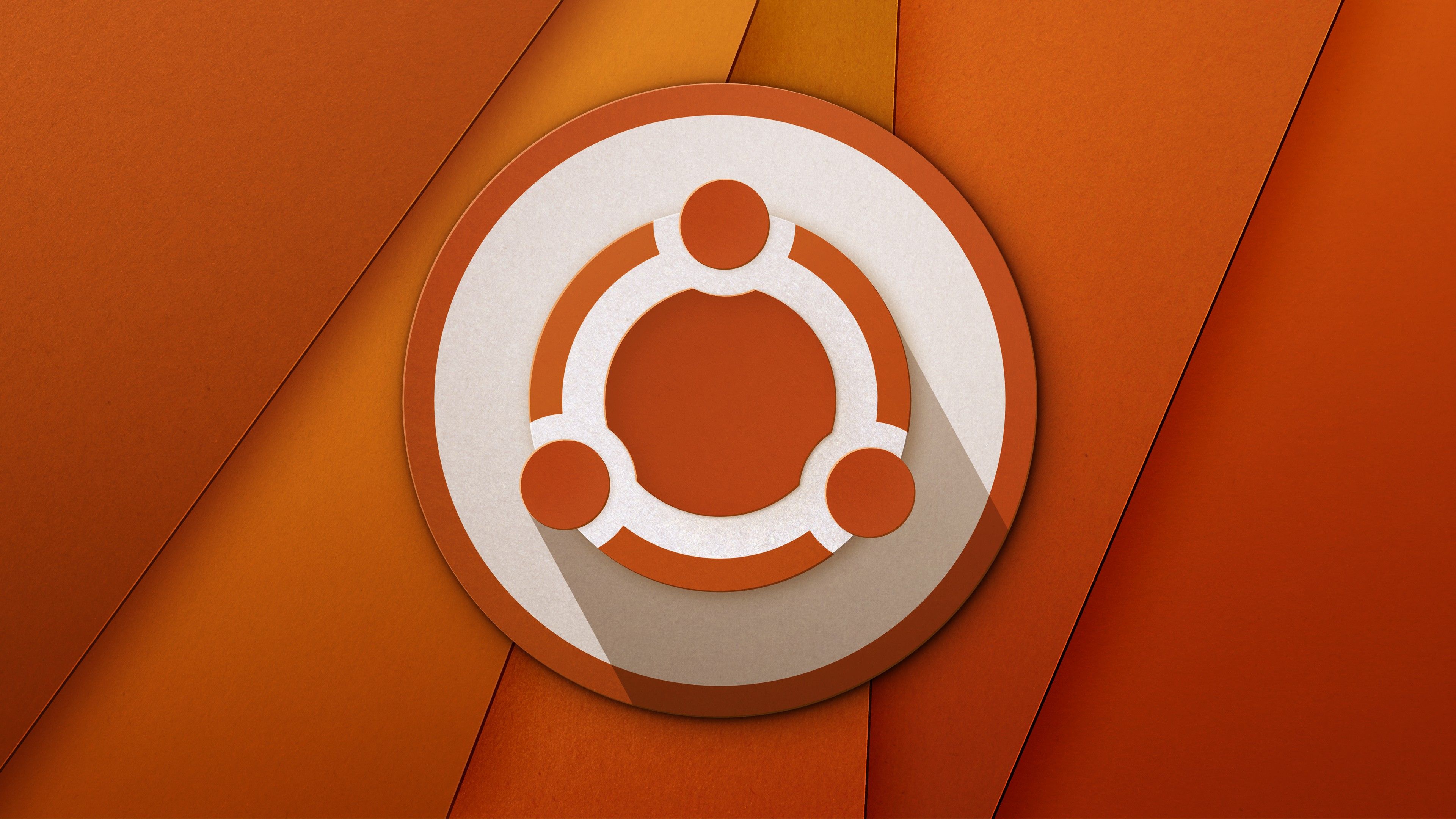 Logo Ubuntu arancione material design, 3840x2160 Ultra HD, Monitor 4K