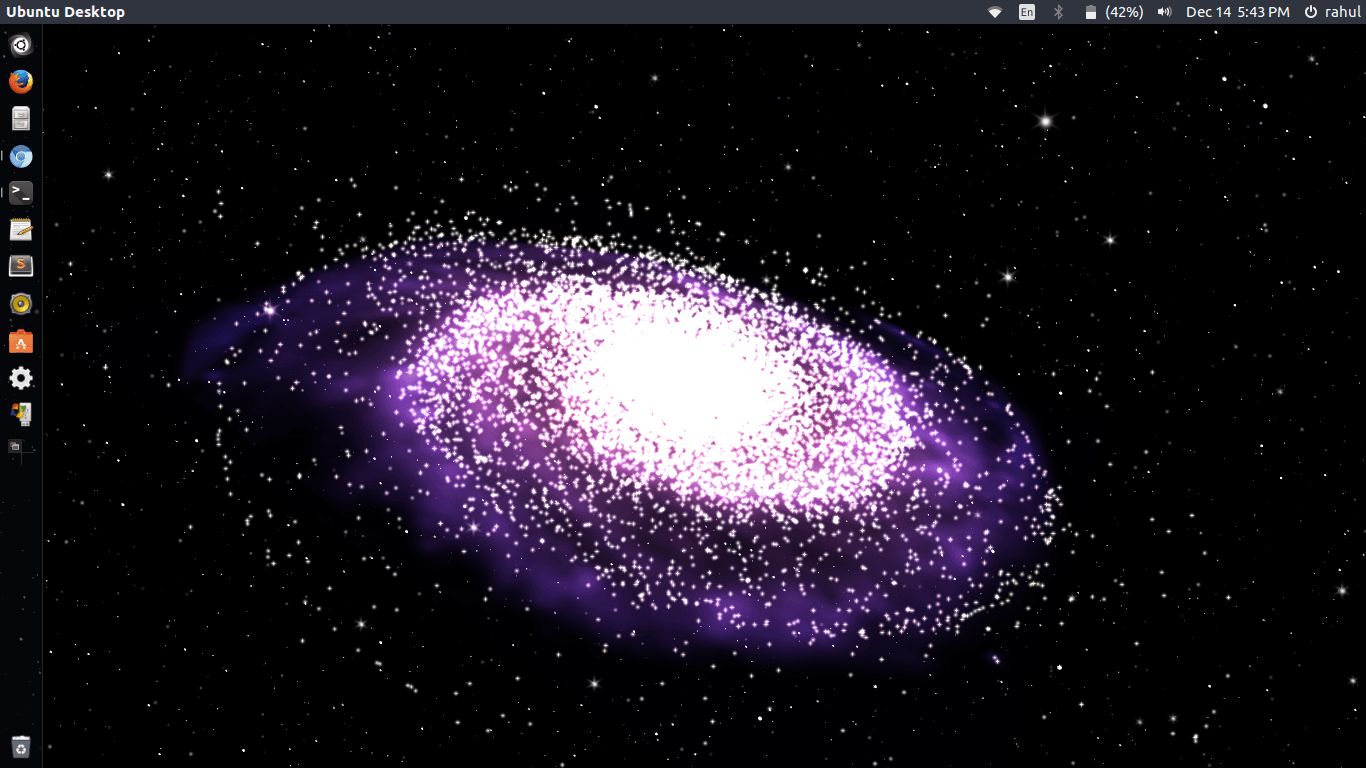 Galassia viola desktop Ubuntu, 1366x768 720p, PC