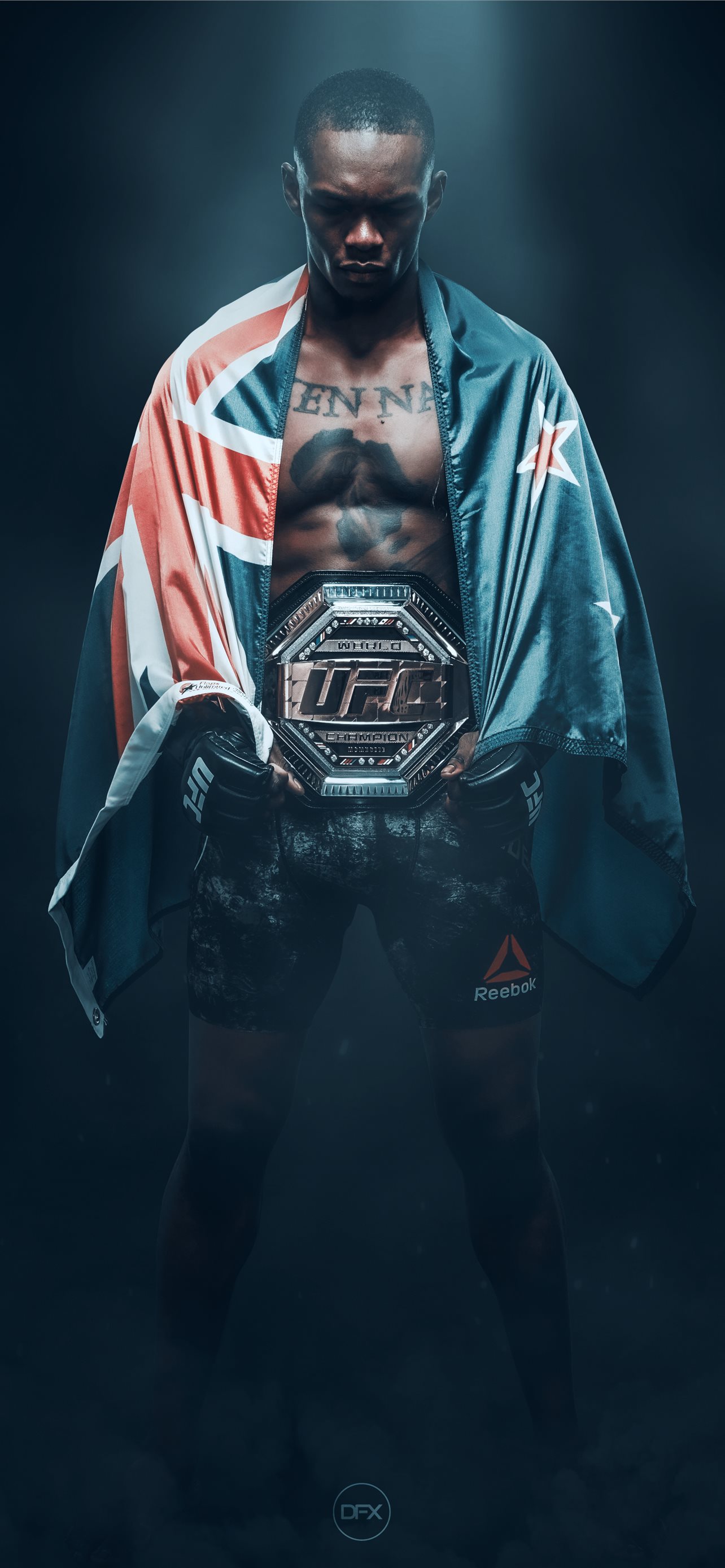 Lottatore UFC con bandiera, 1284x2778 Verticale, Mobile