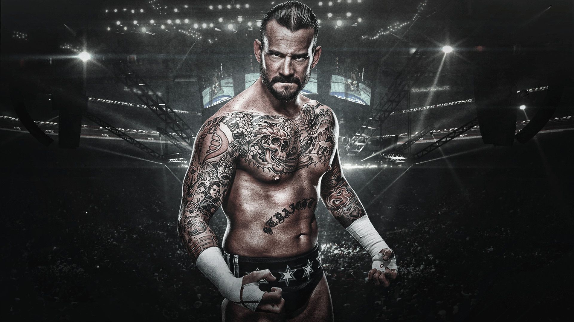 CM Punk lottatore tatuato arena, 1920x1080 Full HD, Desktop