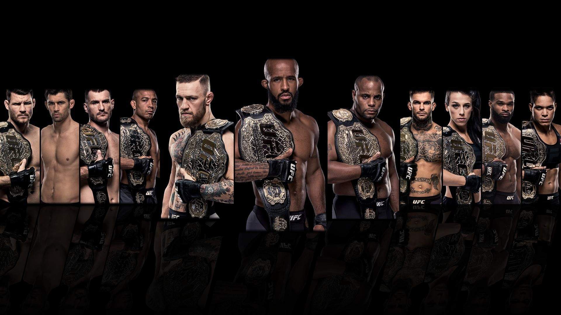 Lottatori UFC con cinture, 1920x1080 Full HD, Desktop