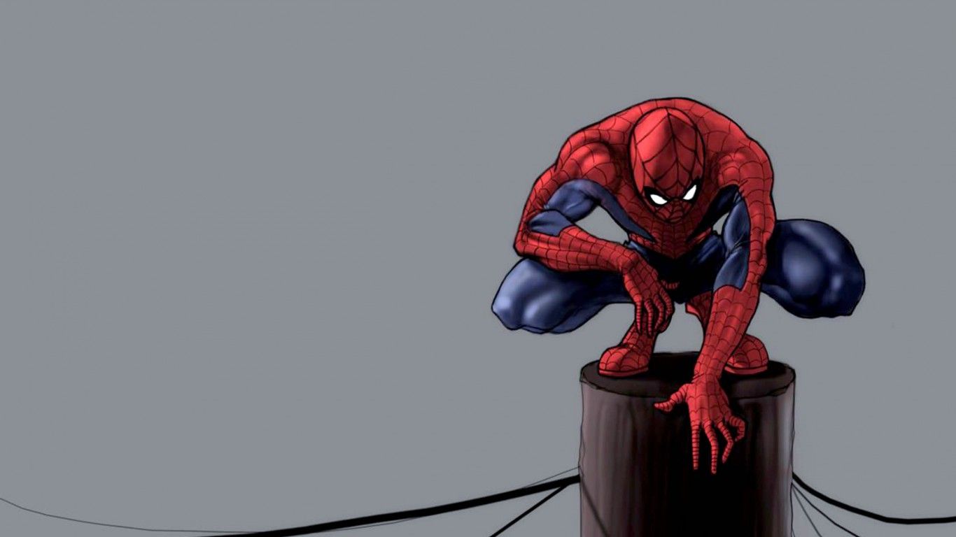 Spider-Man accovacciato su piattaforma, 1366x768 720p, iMac