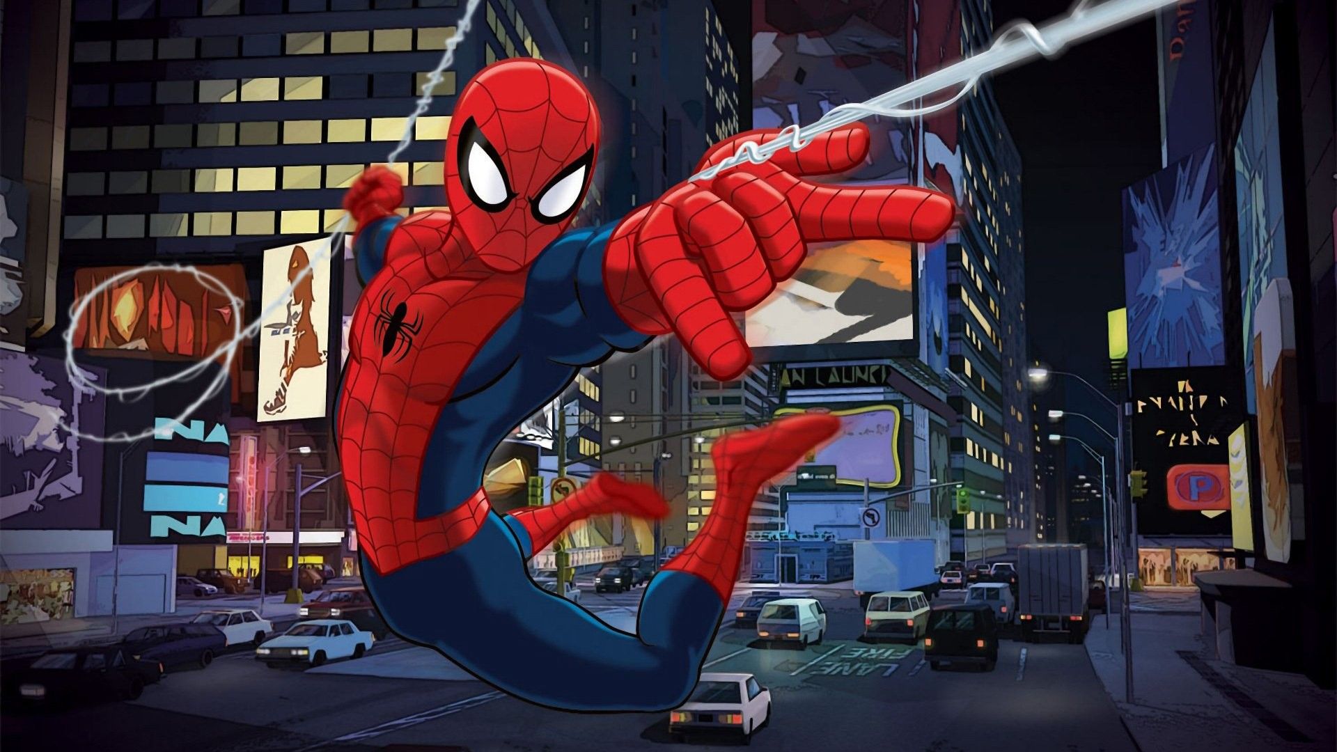 Spider-Man in città animato, Marvel, 1920x1080 Full HD 1080p, Desktop