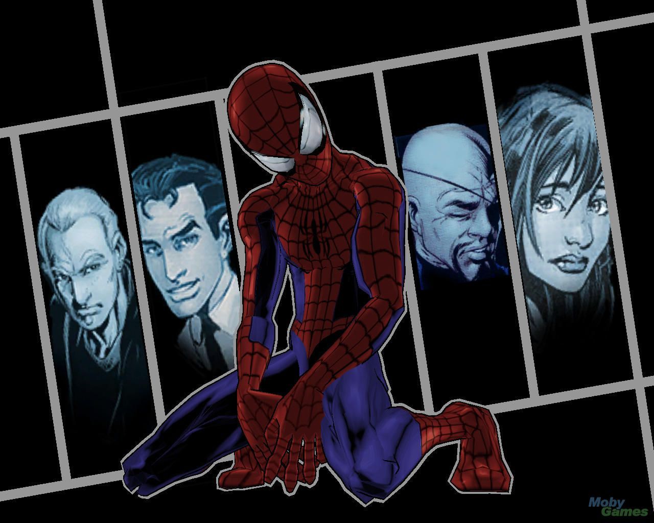 Spider-Man con ritratti personaggi, 1280x1024 HD, Desktop