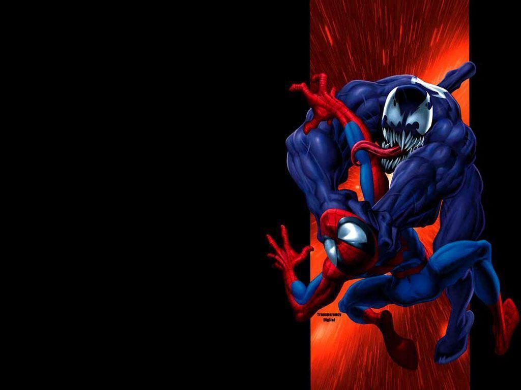 Spider-Man e Venom, sfondo nero, simbionte, 1024x768 HD, Desktop