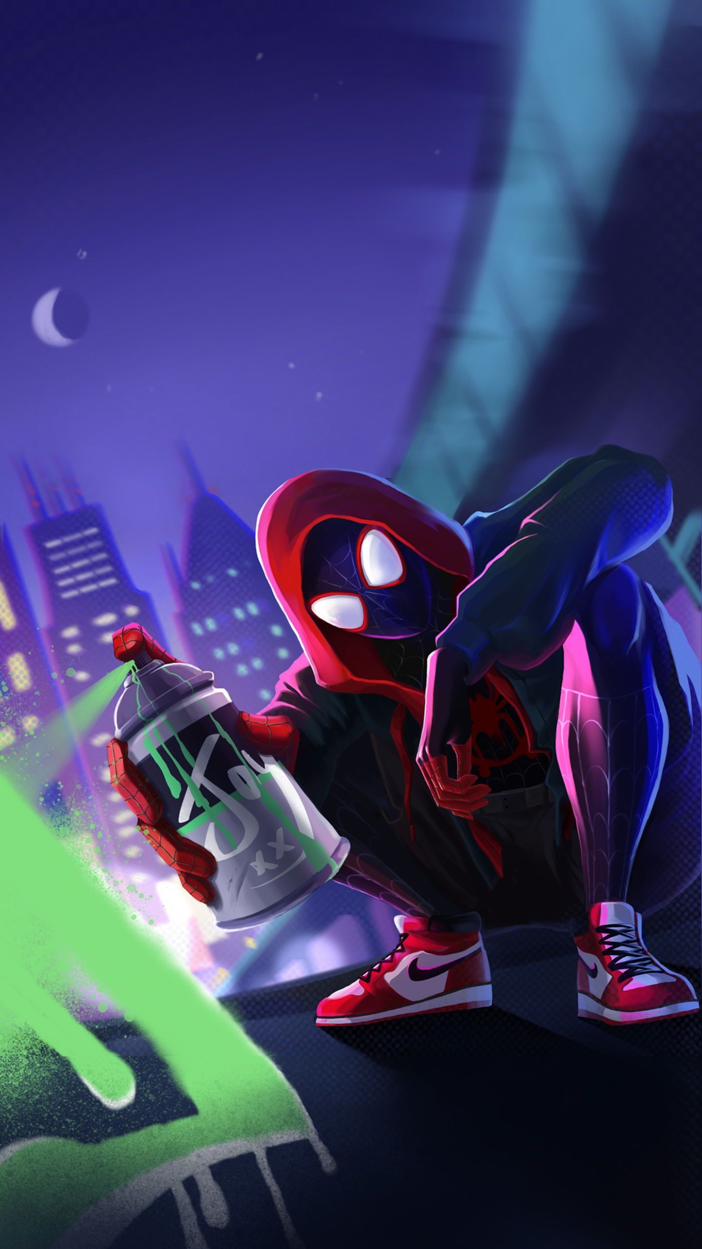 Spider-Man Miles Morales graffiti, 1440x2560 Verticale, Telefono