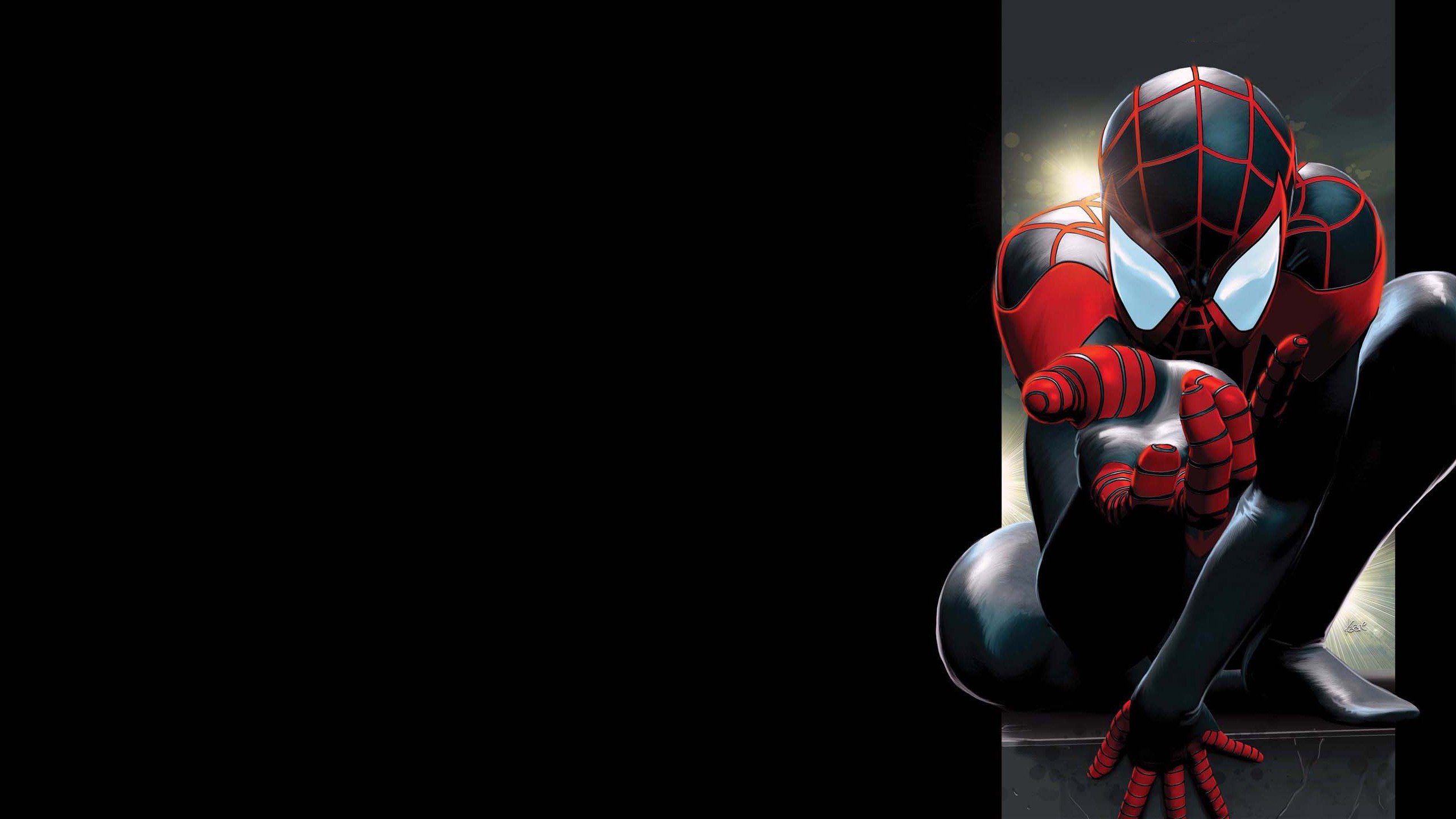 Spider-Man accovacciato sfondo nero, 2560x1440 1440p, Desktop