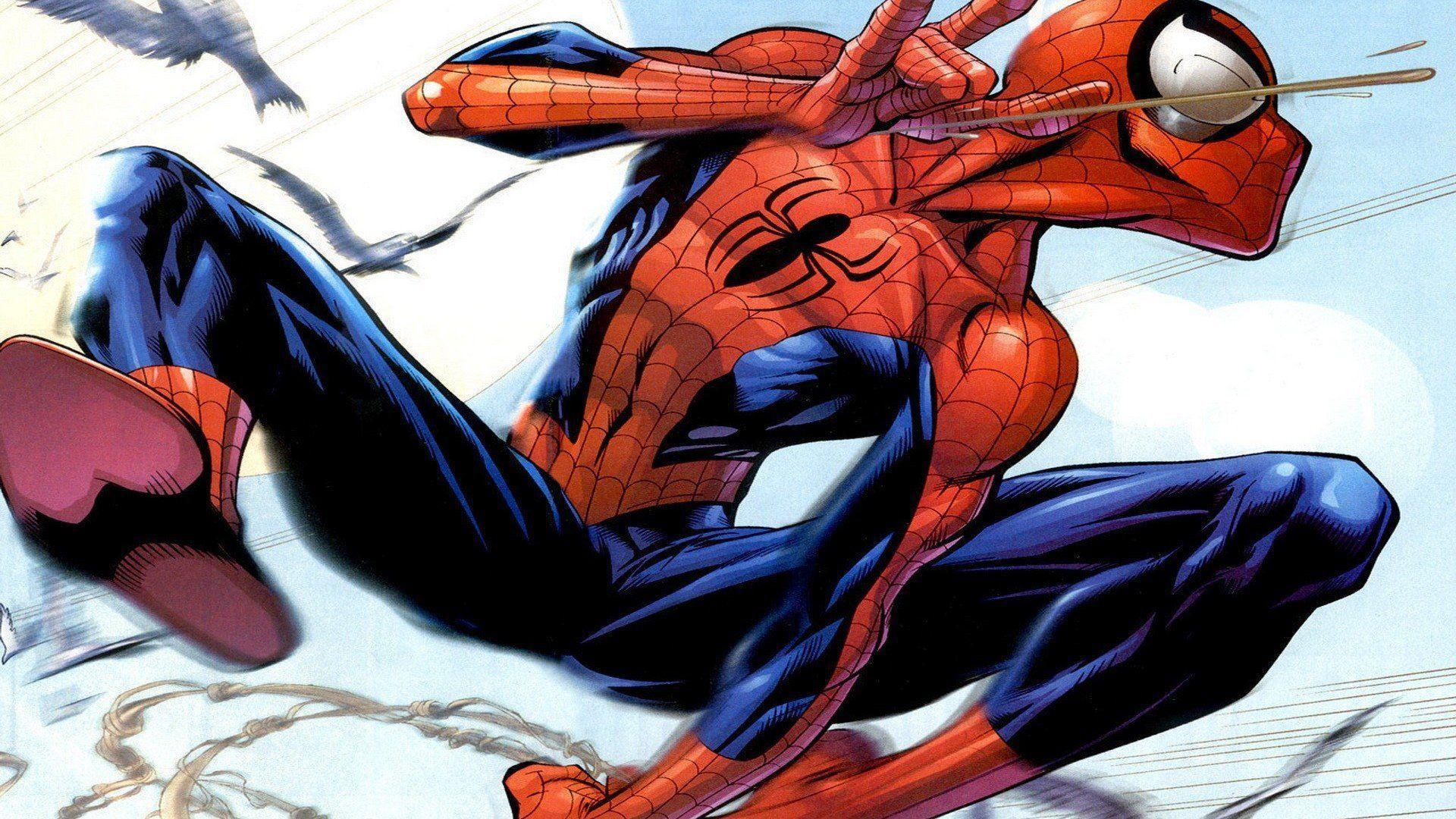 Spider-Man in salto, fumetto, Uomo Ragno, 1920x1080 Full HD 1080p, Laptop