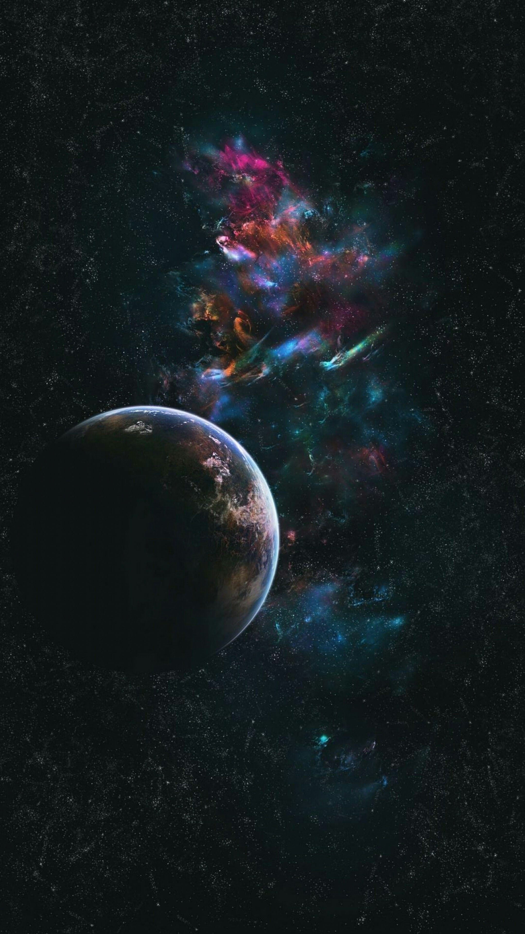 Pianeta e nebulosa spaziale, 2160x3840 Full HD Verticale, iPhone