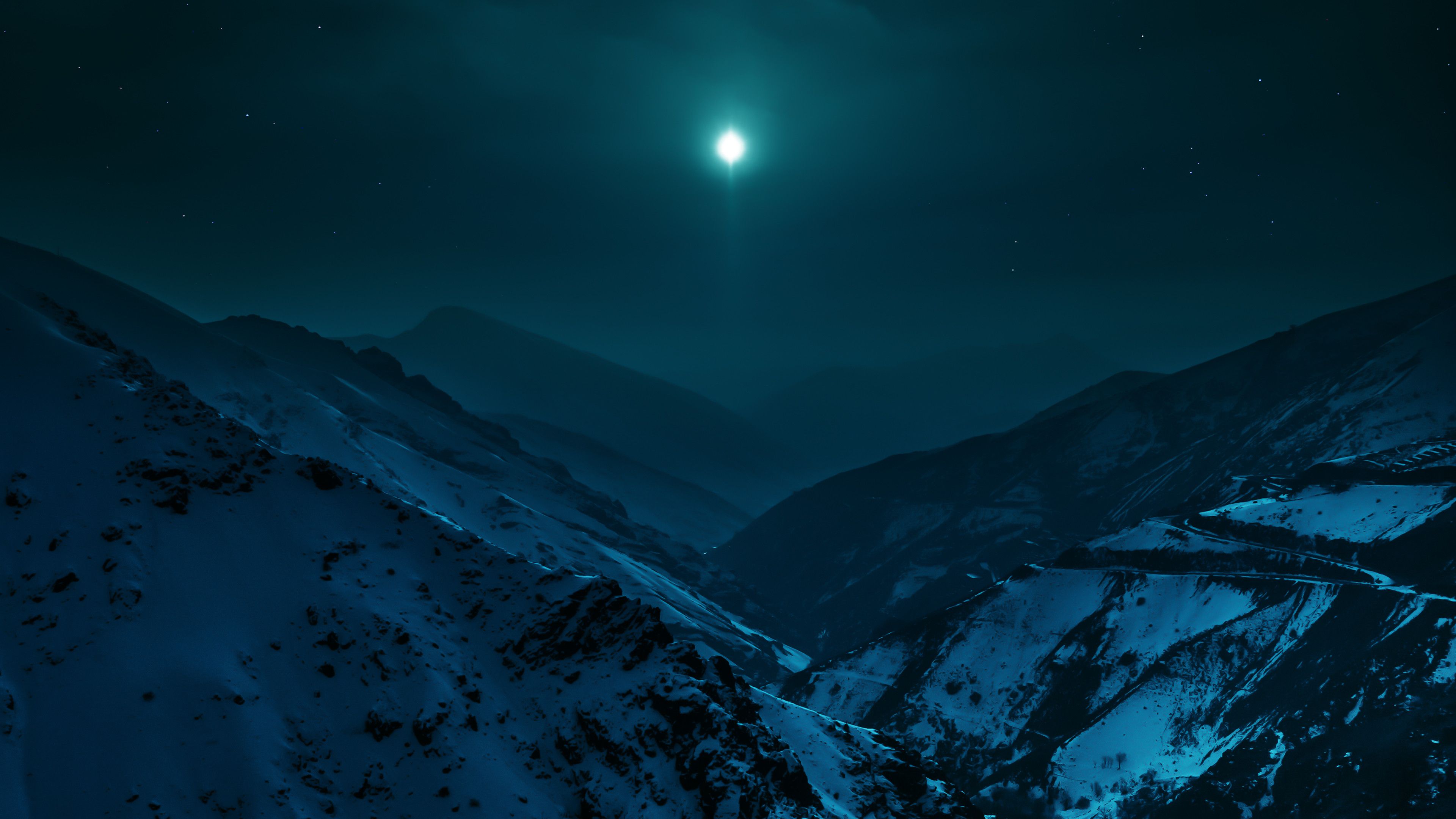 Montagne innevate notte, 3840x2160 UHD, PC 4K