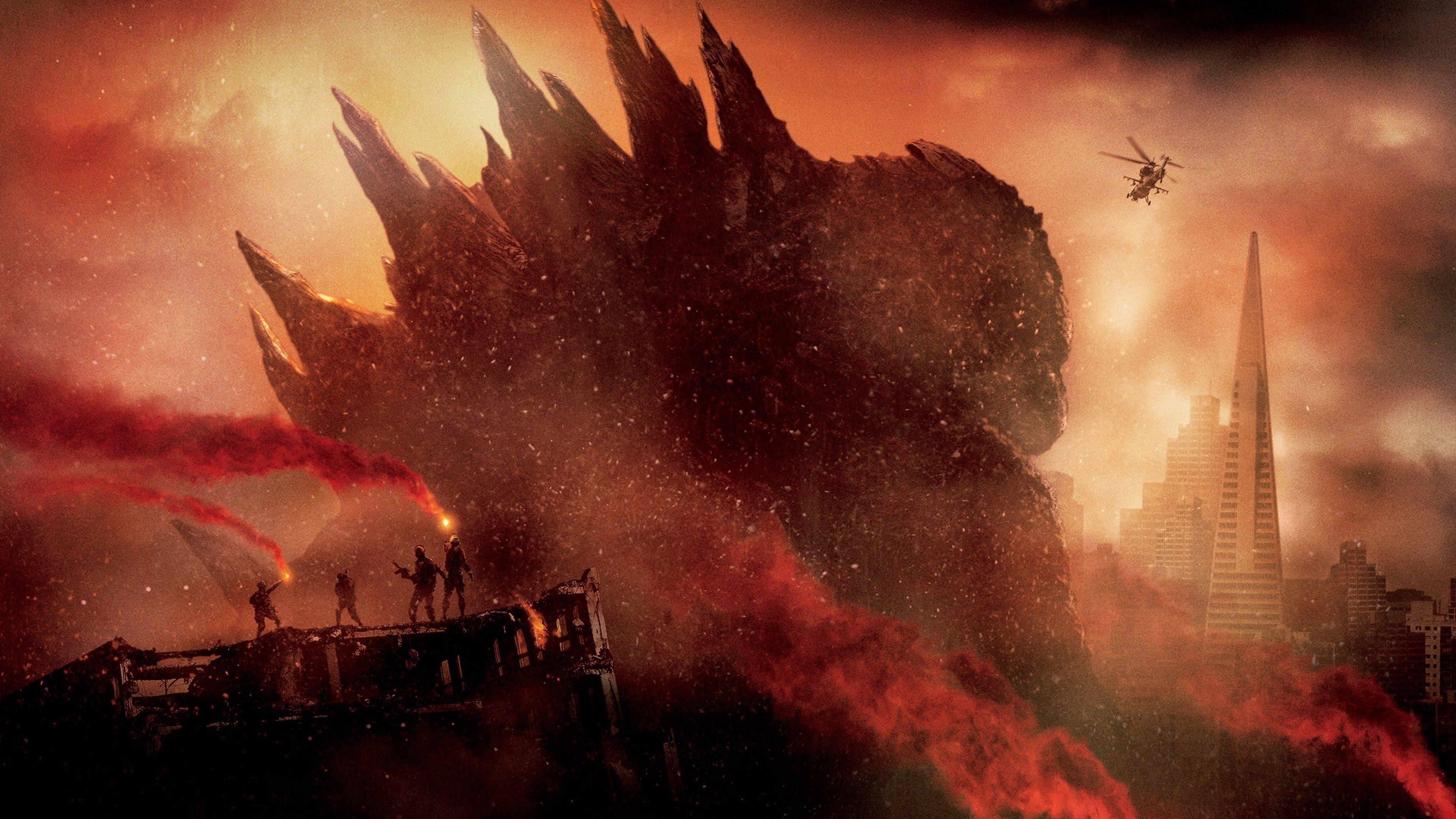 Godzilla scena distruzione città, 3840x2160 4K, Monitor 4K