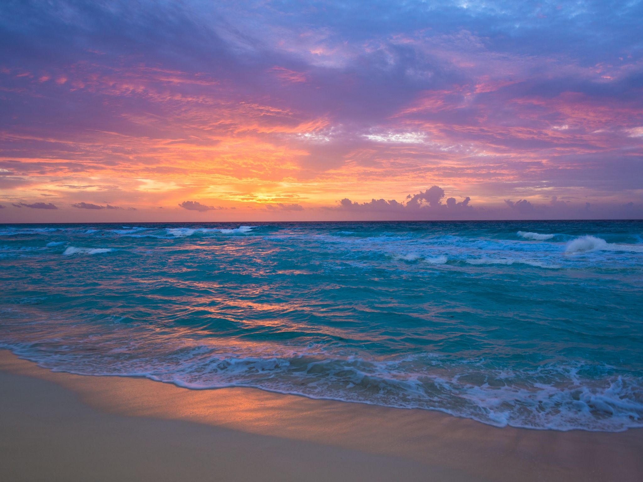 Tramonto sulla spiaggia oceano, 2048x1536 Hi-Res, Desktop