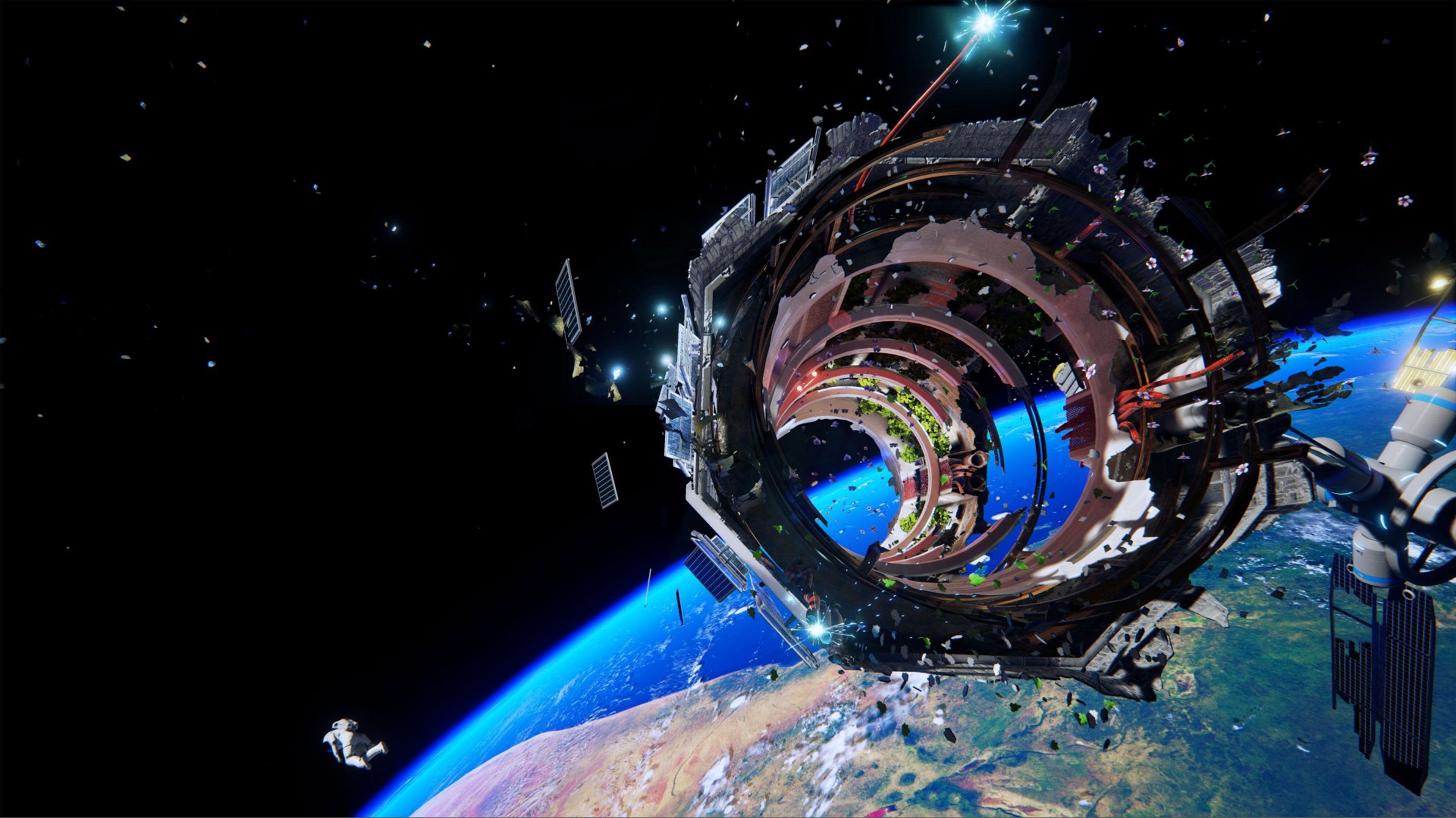 Stazione spaziale rotante orbita terrestre, 3840x2160 Ultra HD, 4K TV