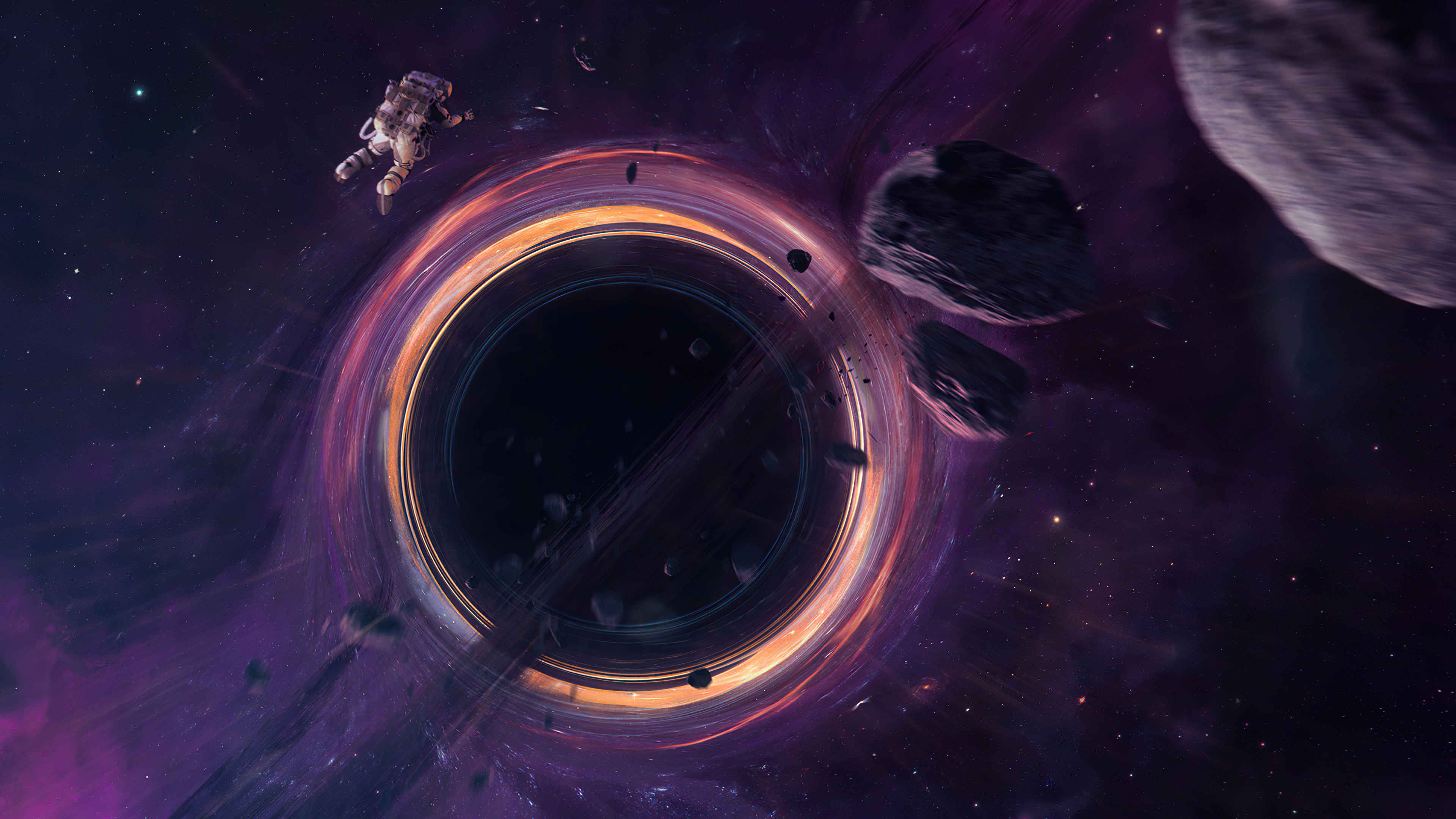 Buco nero spaziale astronauta, 3840x2160 4K, Desktop 4K