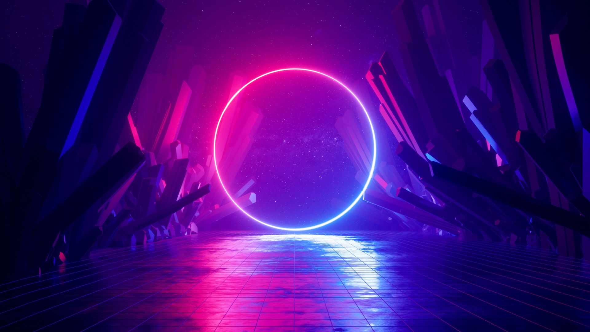Cerchio neon viola blu, 1920x1080 Full HD 1080p, Laptop