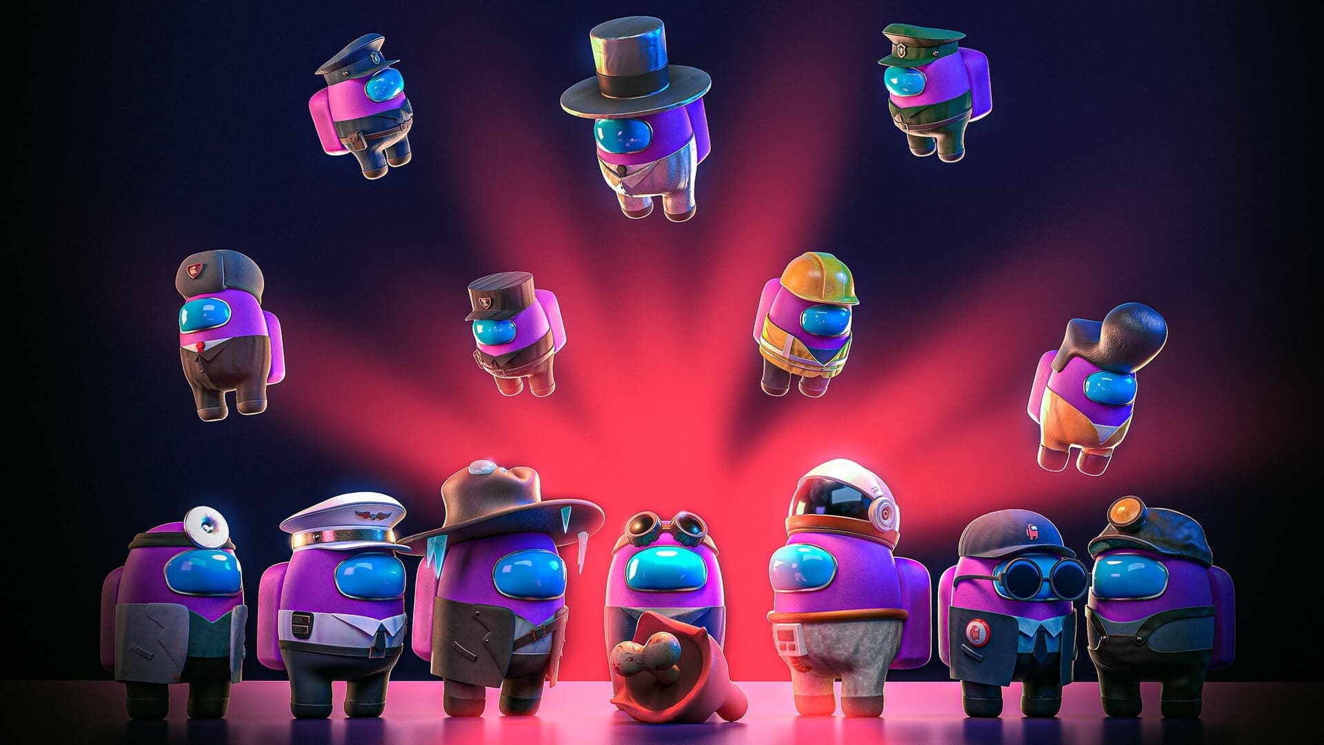 Personaggi Among Us colorati, gioco multiplayer, 1920x1080 Full HD 1080p, PC