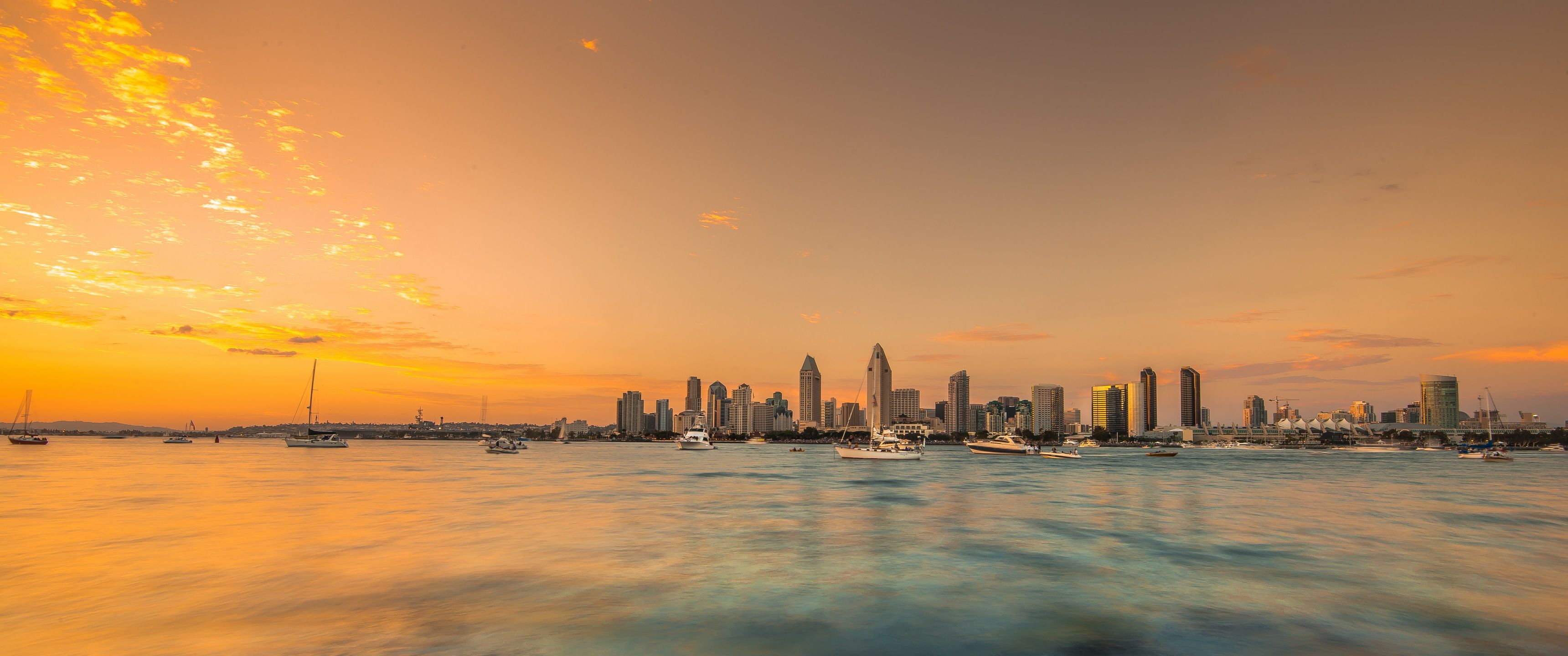 Skyline città al tramonto, 3440x1440 21:9, Ultrawide