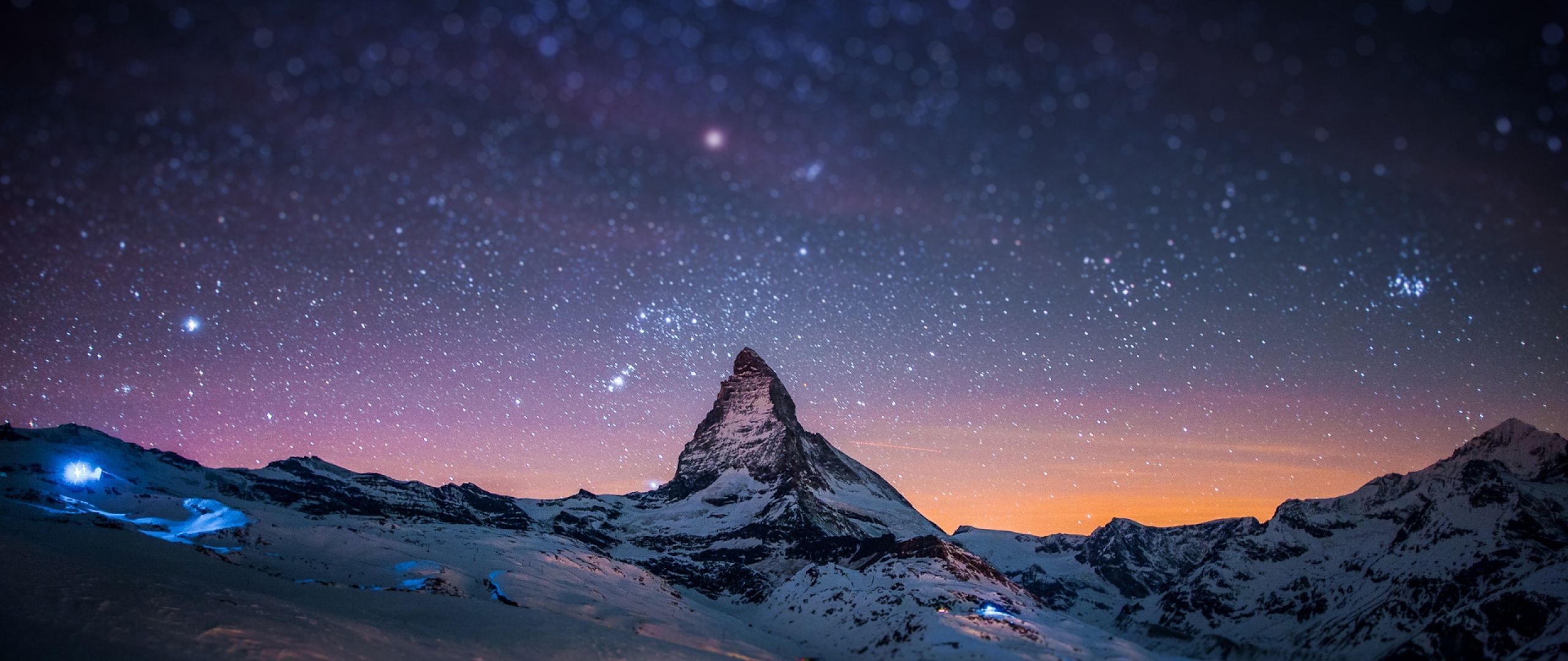 Montagna Matterhorn cielo stellato, 2560x1080 Panoramico, Dual Screen