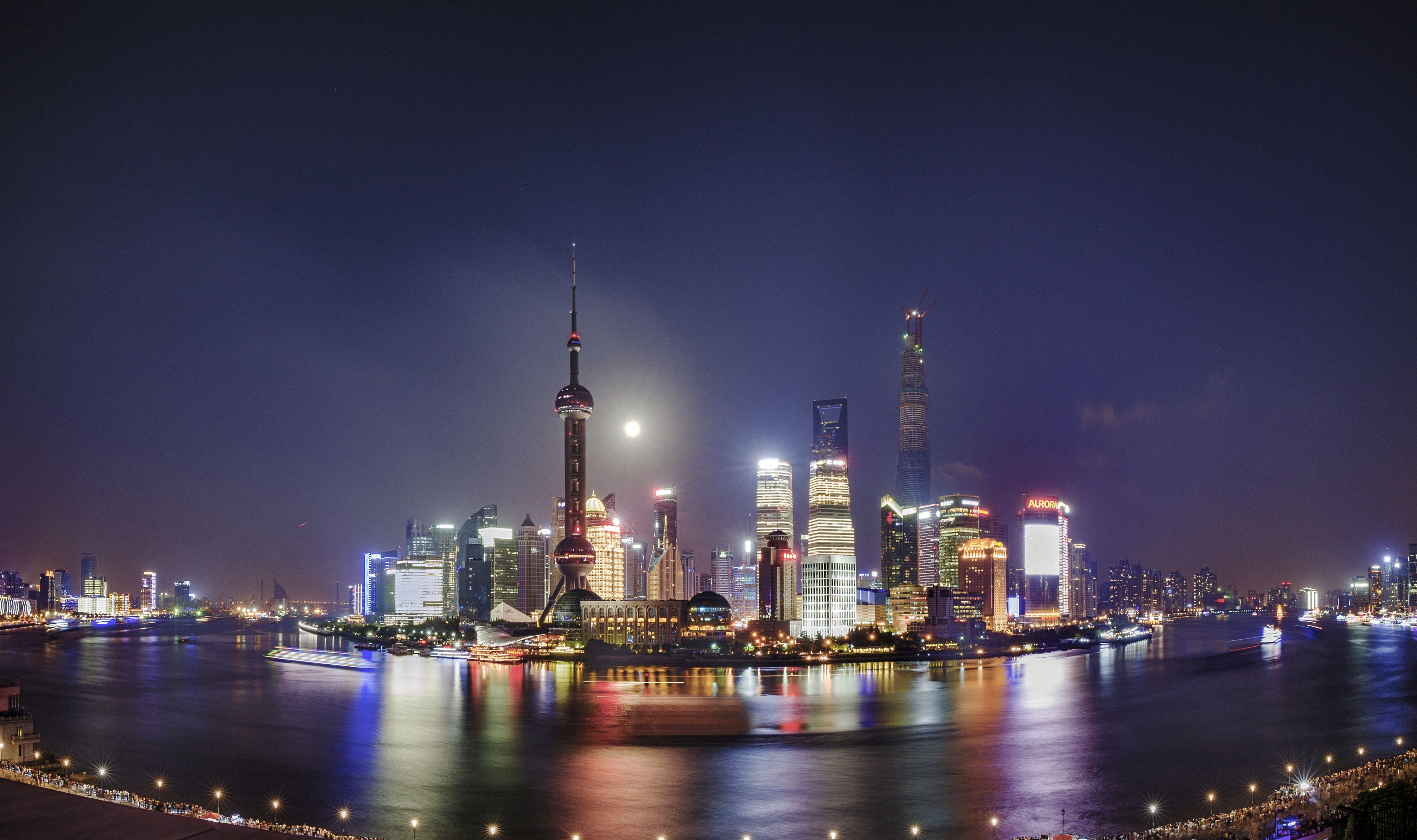 Skyline Shanghai notturno, 4485x2659 UHD, PC 4K