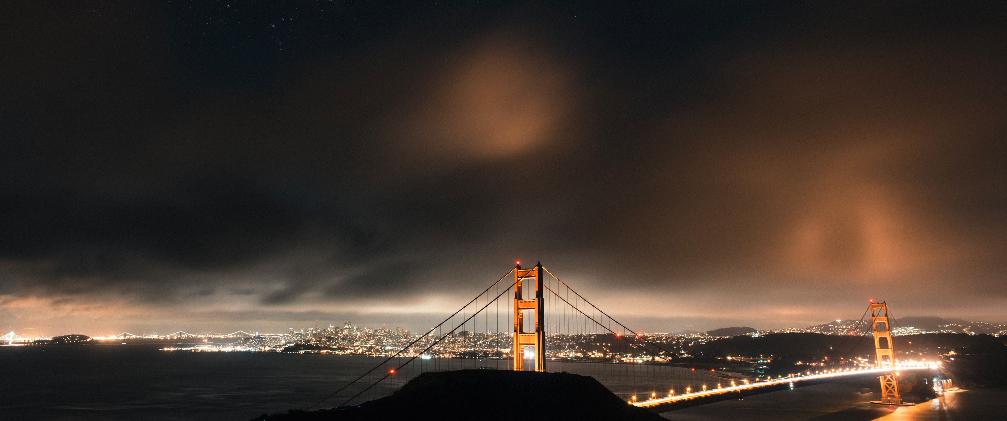 Golden Gate Bridge notte, 3440x1440 Panoramico, Dual Screen