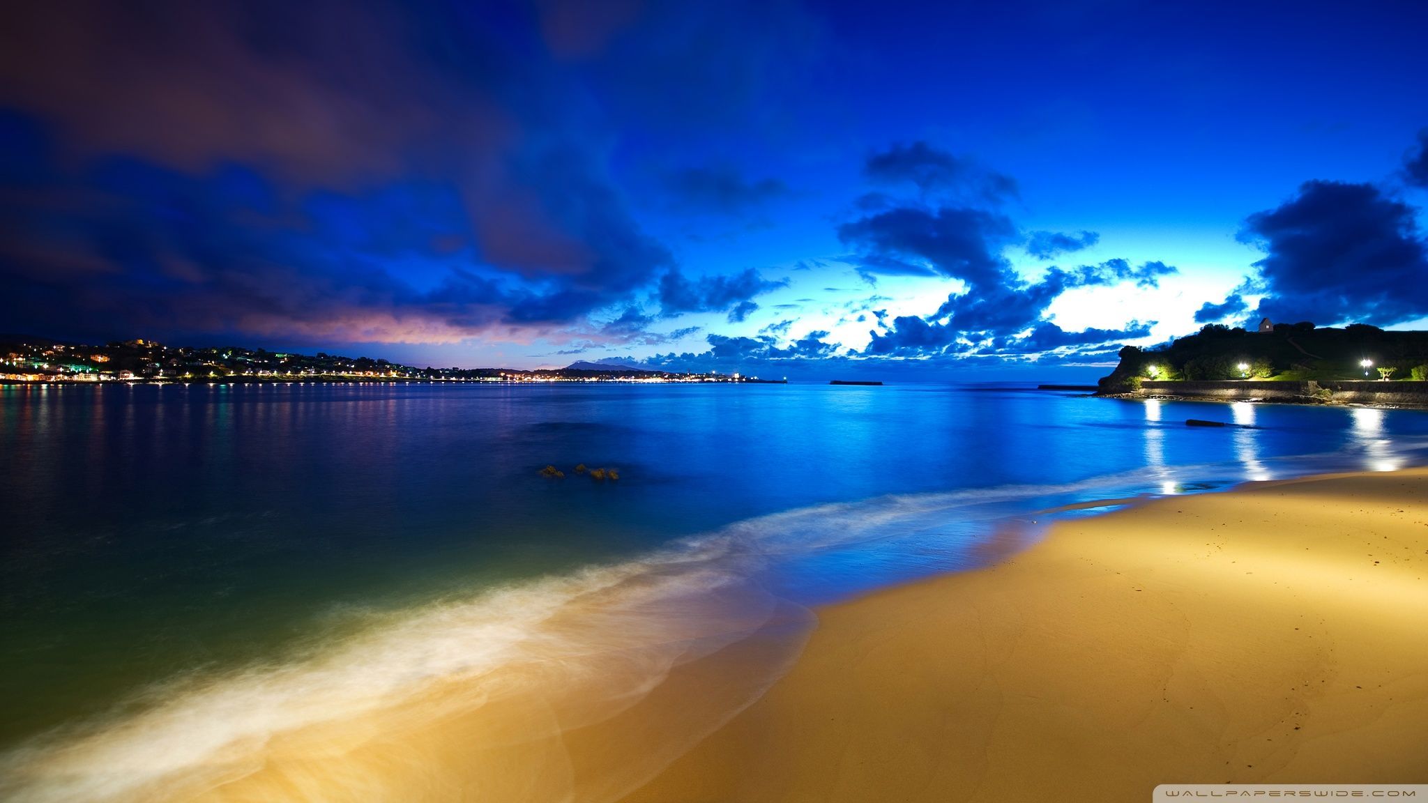 Spiaggia oceano notte blu, 2048x1152 alta risoluzione, iMac