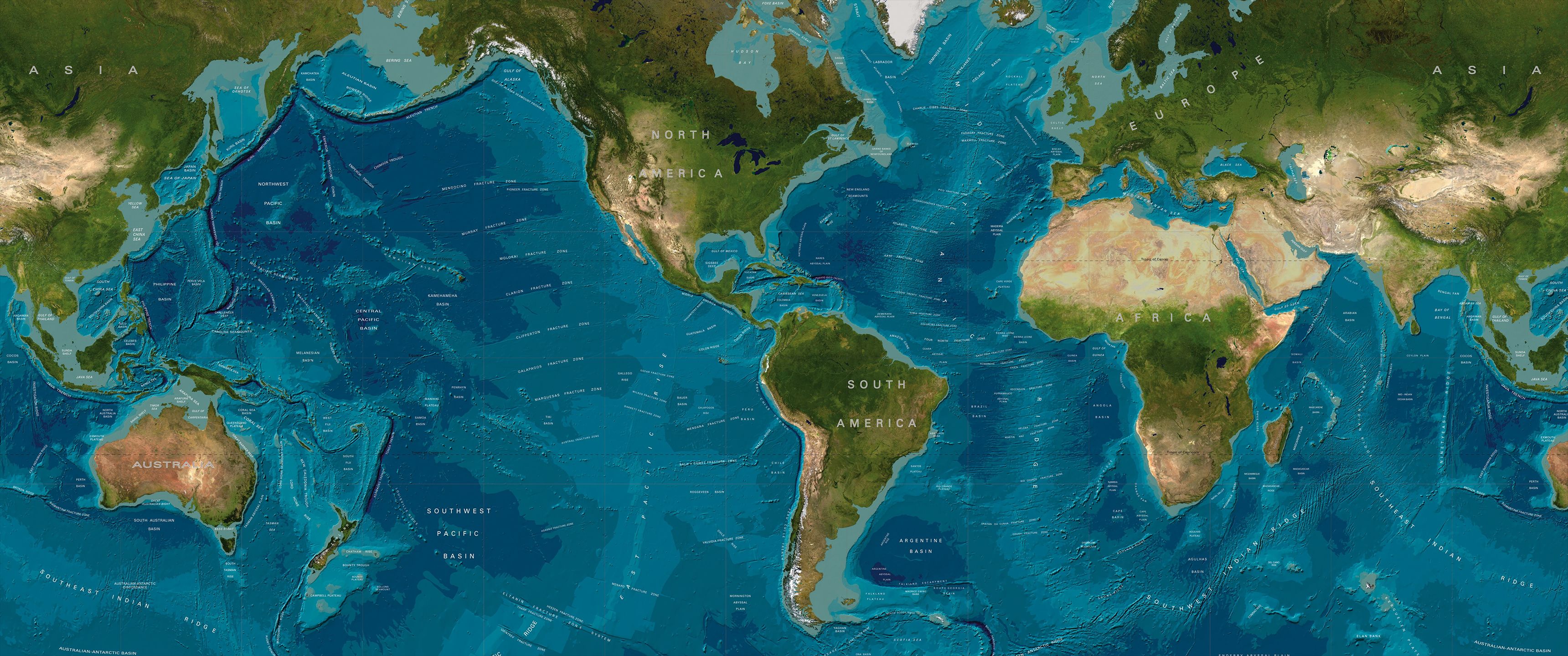 Mappa del mondo satellitare, 3440x1440 Ultrawide, Dual Monitor