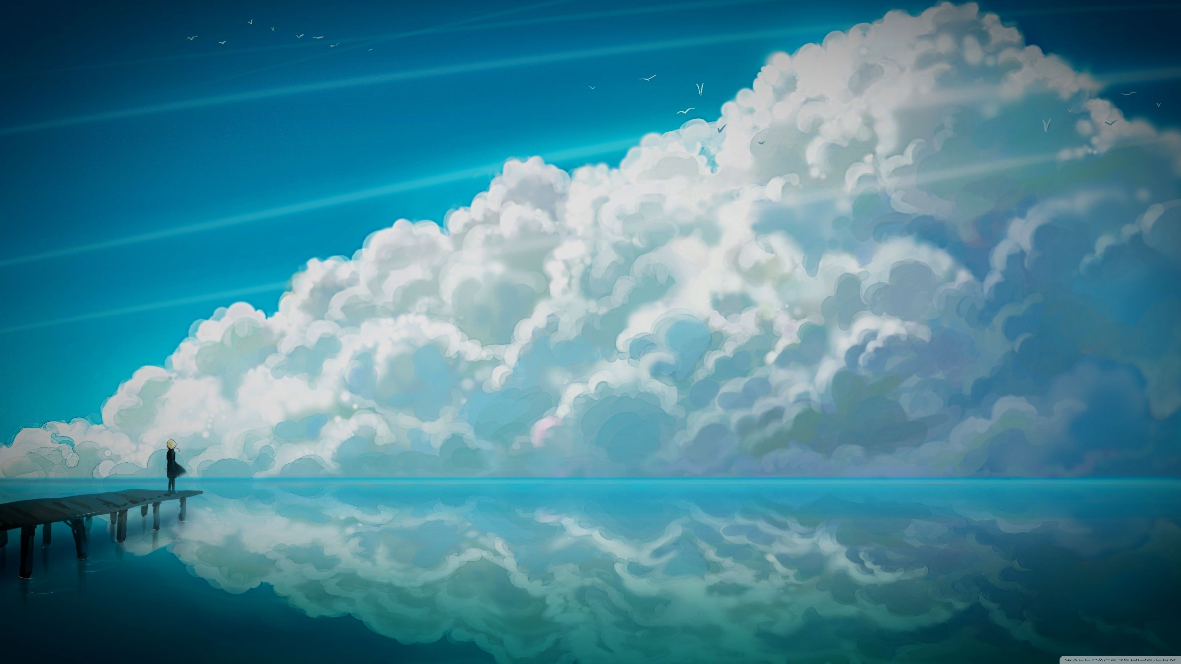 Cielo anime con nuvole e molo, 3840x2160 4K, Desktop 4K