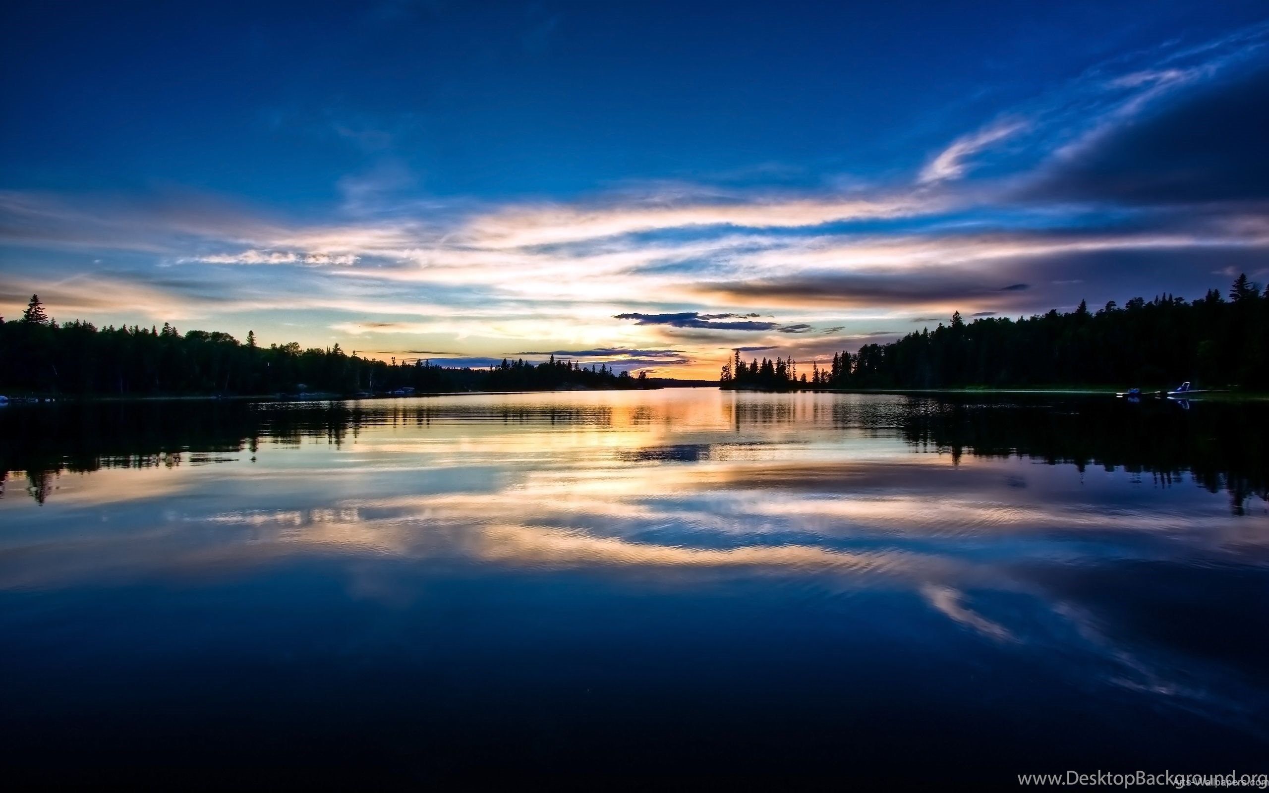 Lago al tramonto con riflessi, 2560x1600 2K, Desktop