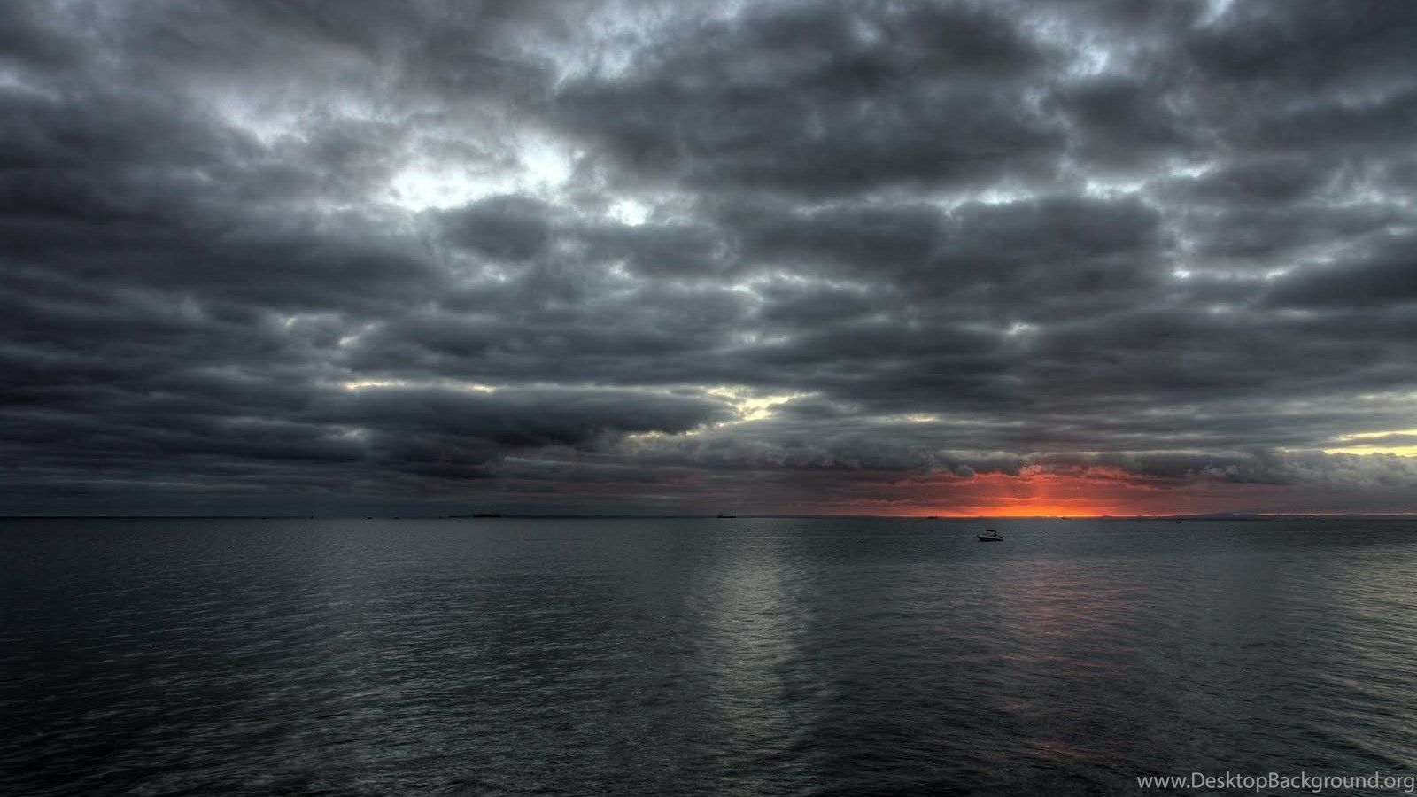 Tramonto nuvoloso sul mare, 1600x900 HD, Desktop
