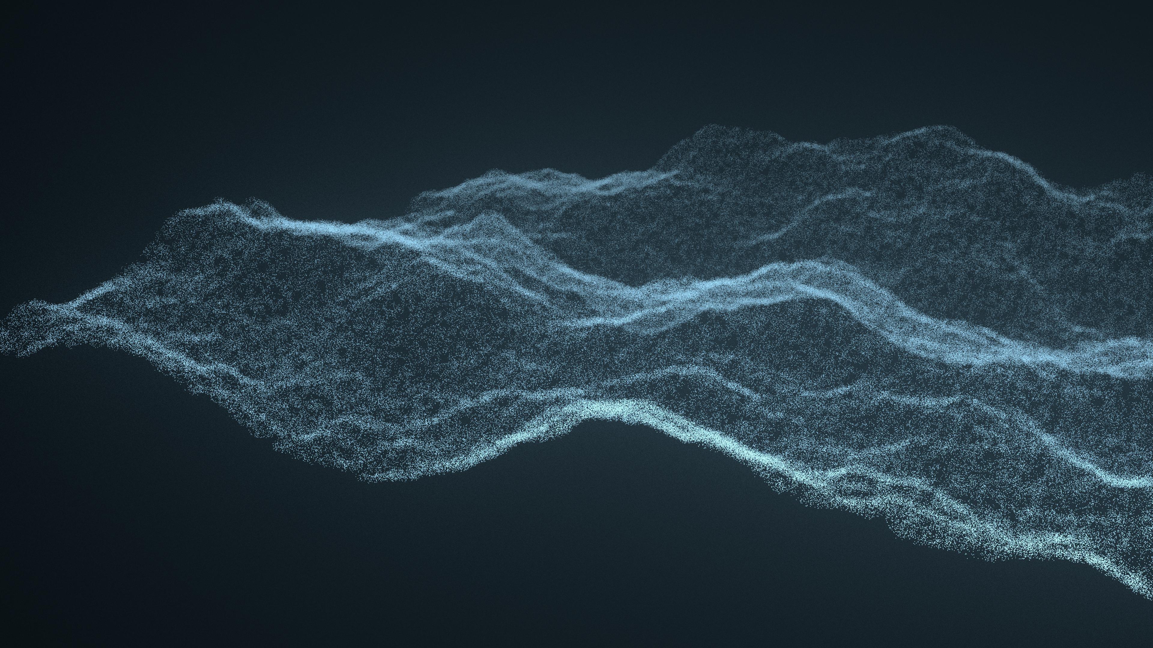 Onda di particelle blu astratta, 3840x2160 Ultra HD, Monitor 4K