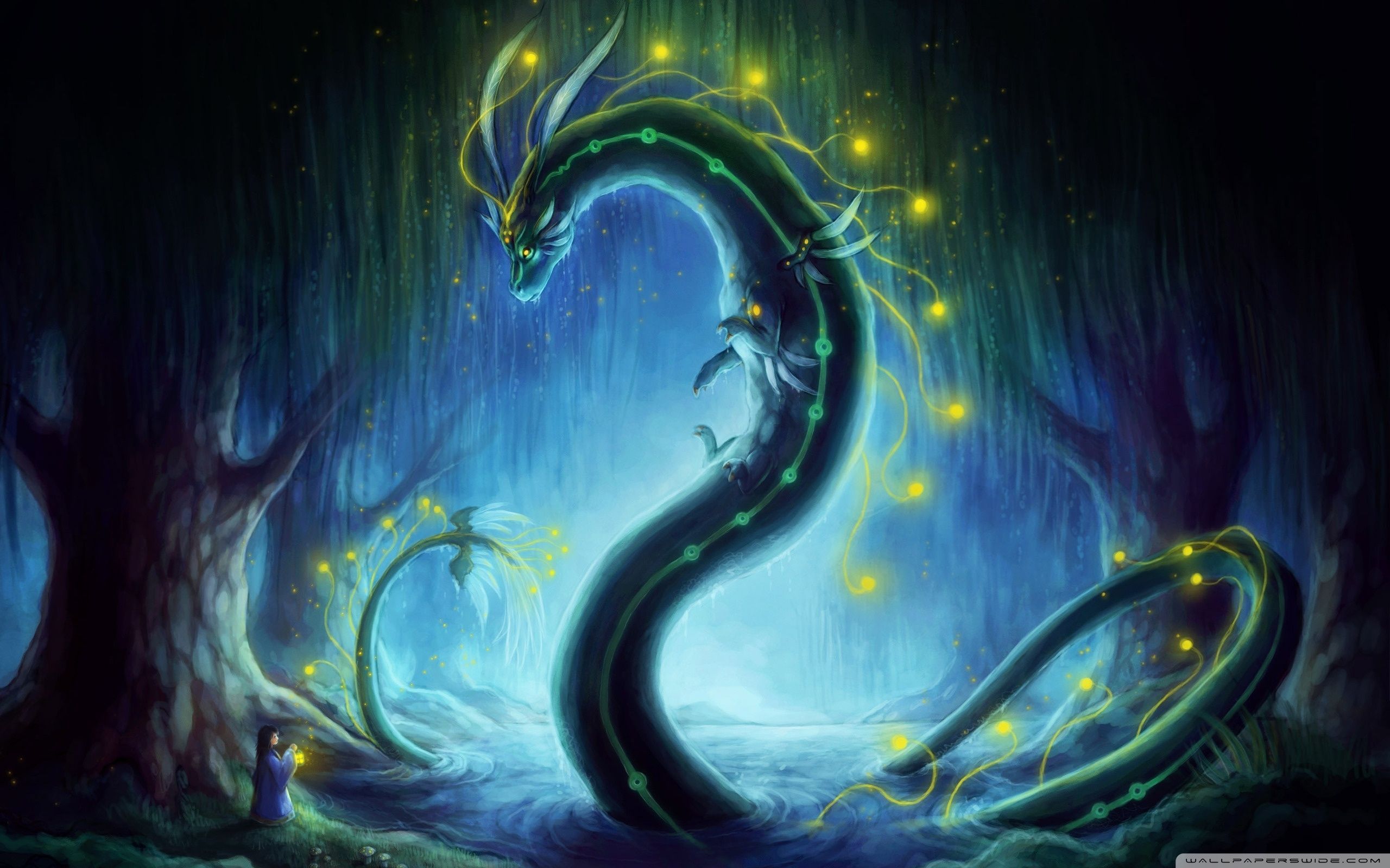 Drago serpentino blu foresta, 2560x1600 WQXGA, PC