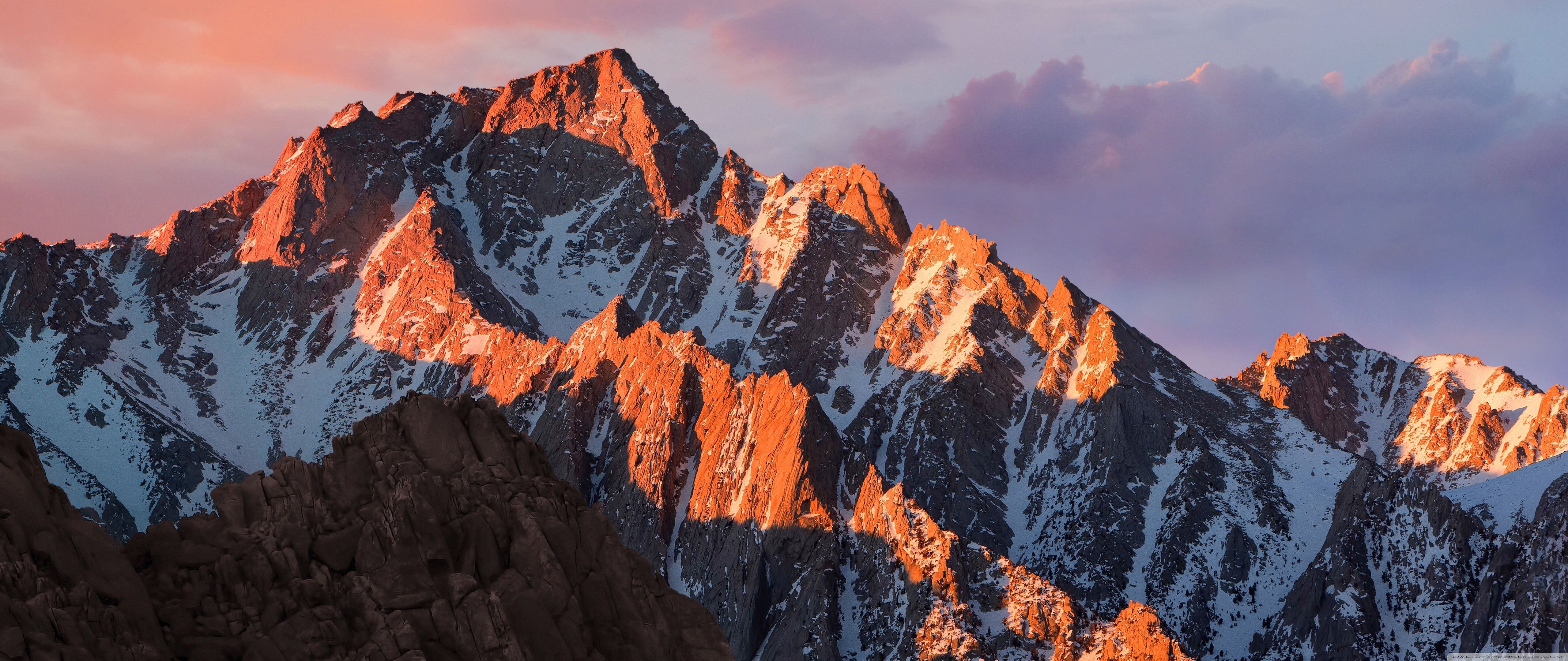 Montagne innevate al tramonto, 5120x2160 21:9, Ultrawide