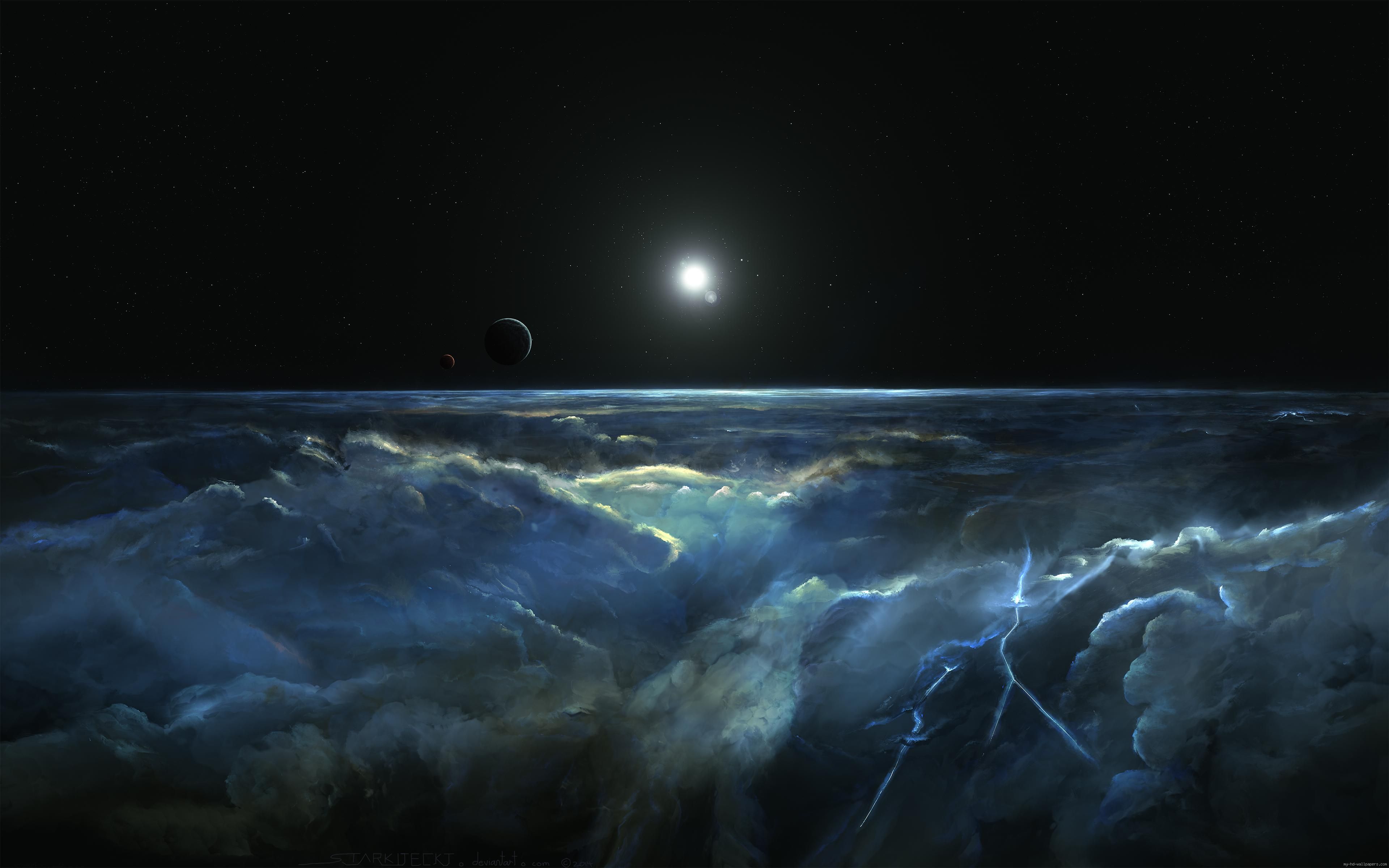 tempesta oceano notturno, luna, 3840x2400 4K, Desktop 4K