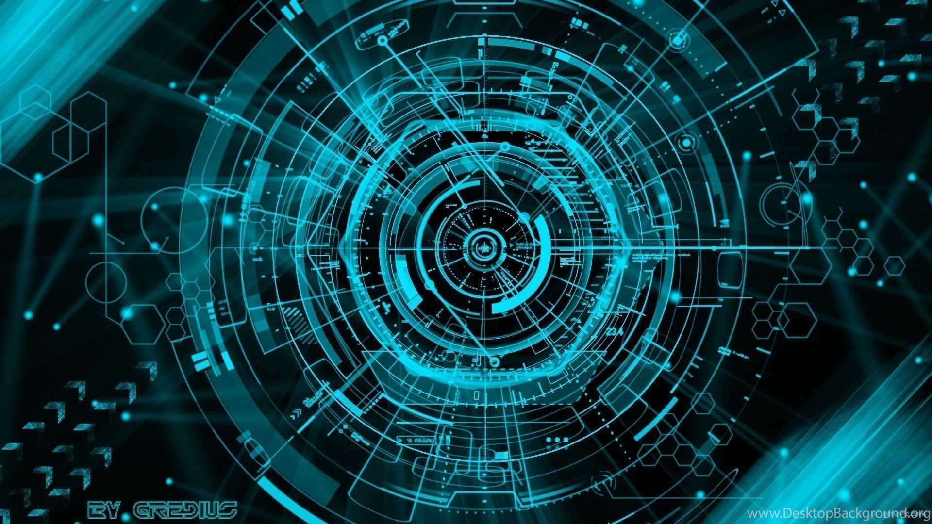 Cerchio tecnologico astratto ciano, 1920x1080 Full HD 1080p, Desktop