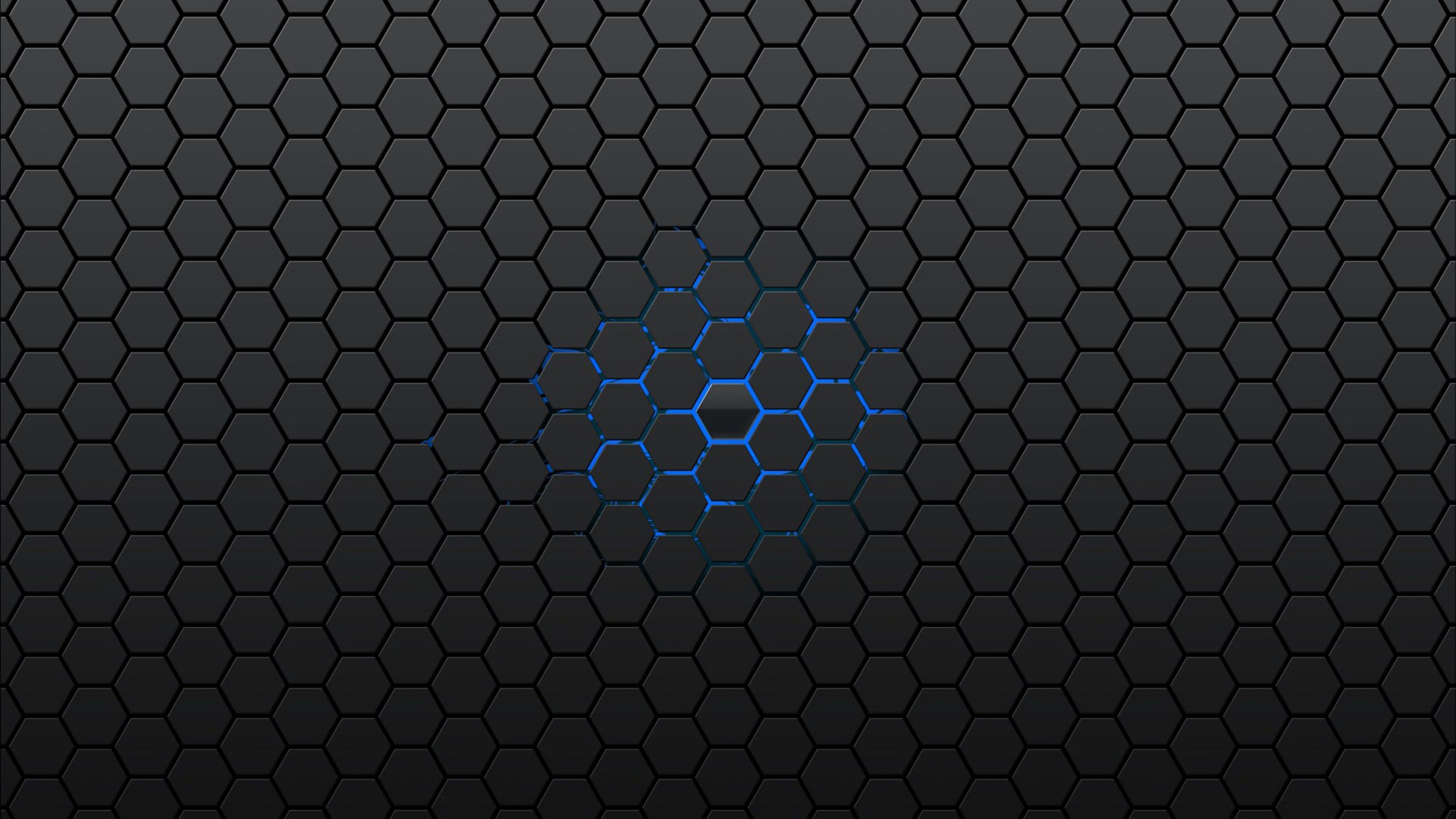 Pattern esagonale nero e blu, 3840x2160 4K Ultra HD, Monitor 4K