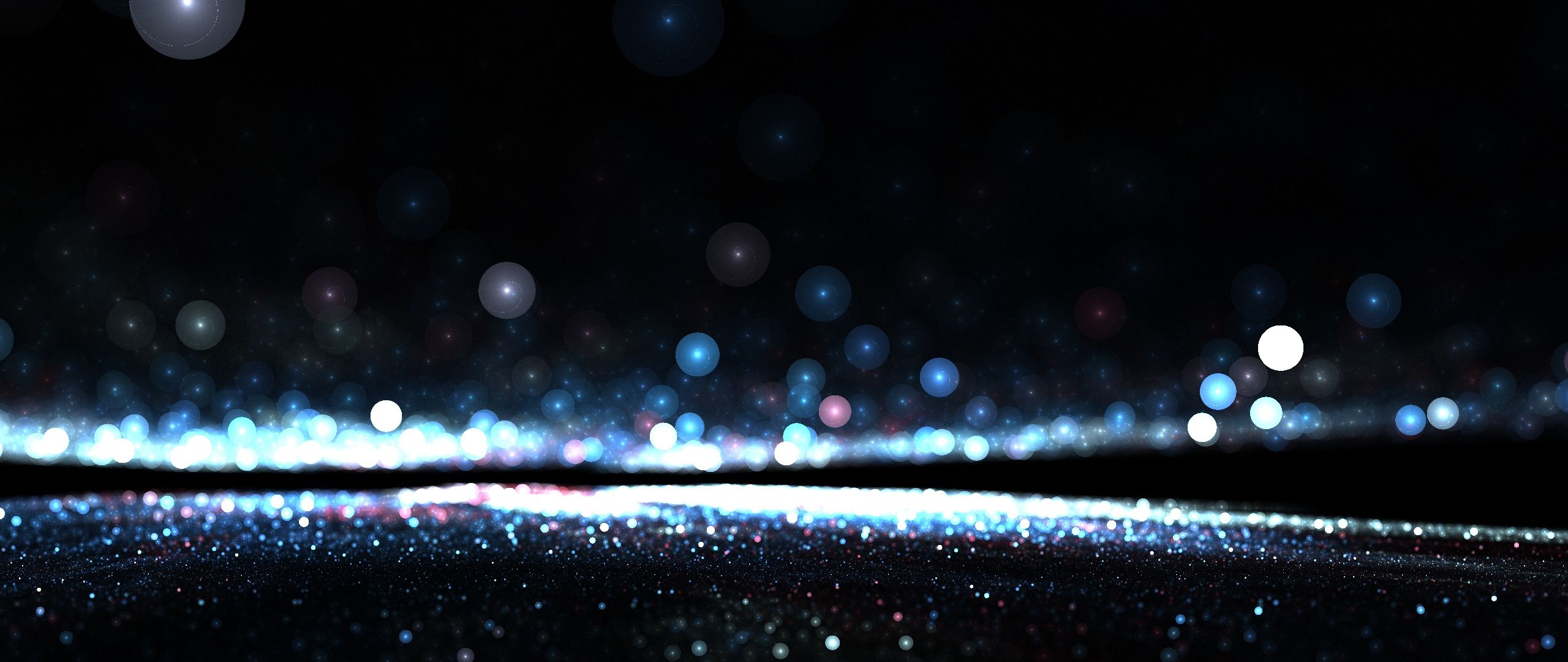 Particelle bokeh blu scuro, 2560x1080 Panoramico, Dual Screen