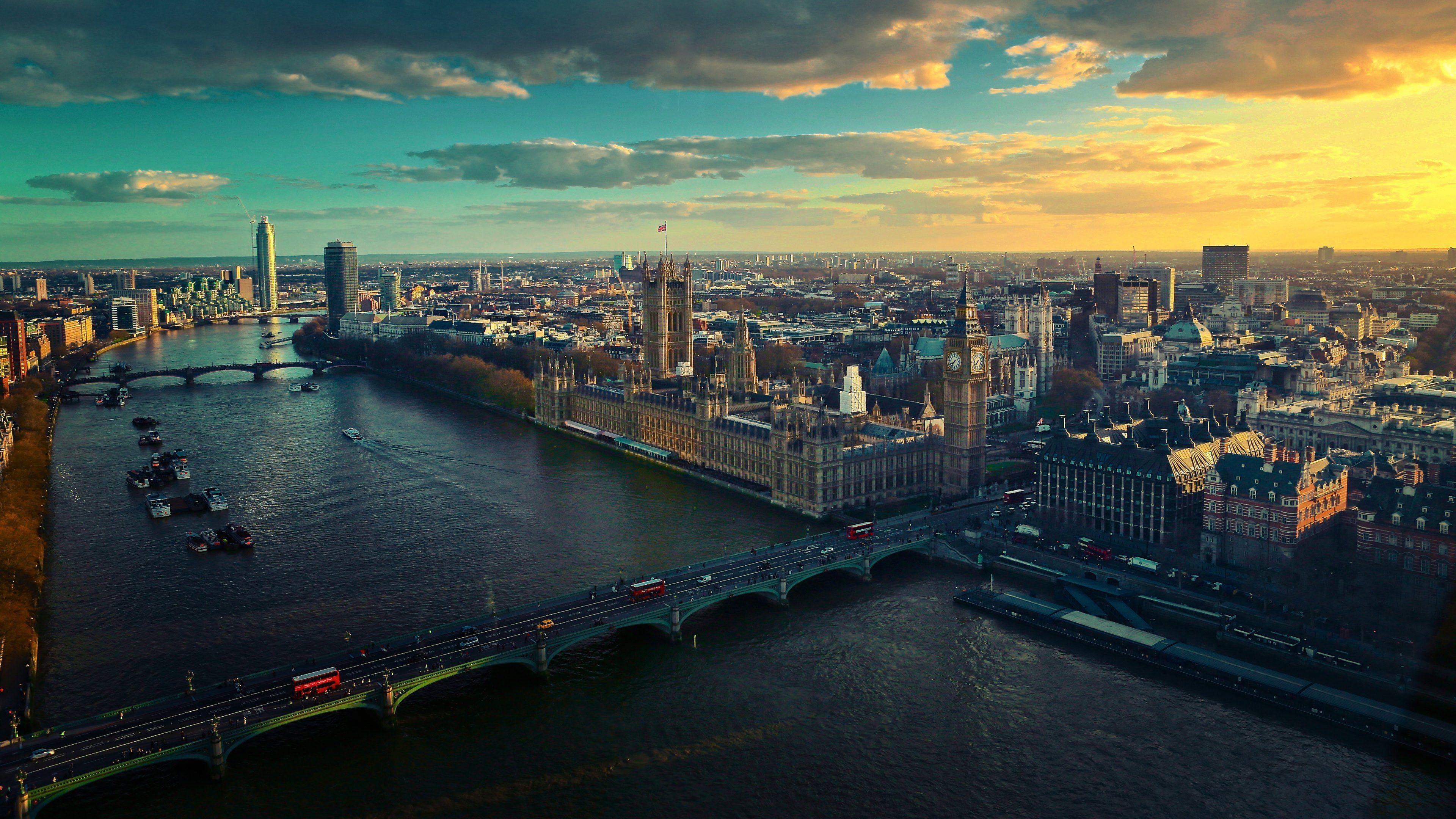 Skyline di Londra al tramonto, 3840x2160 UHD, Monitor 4K