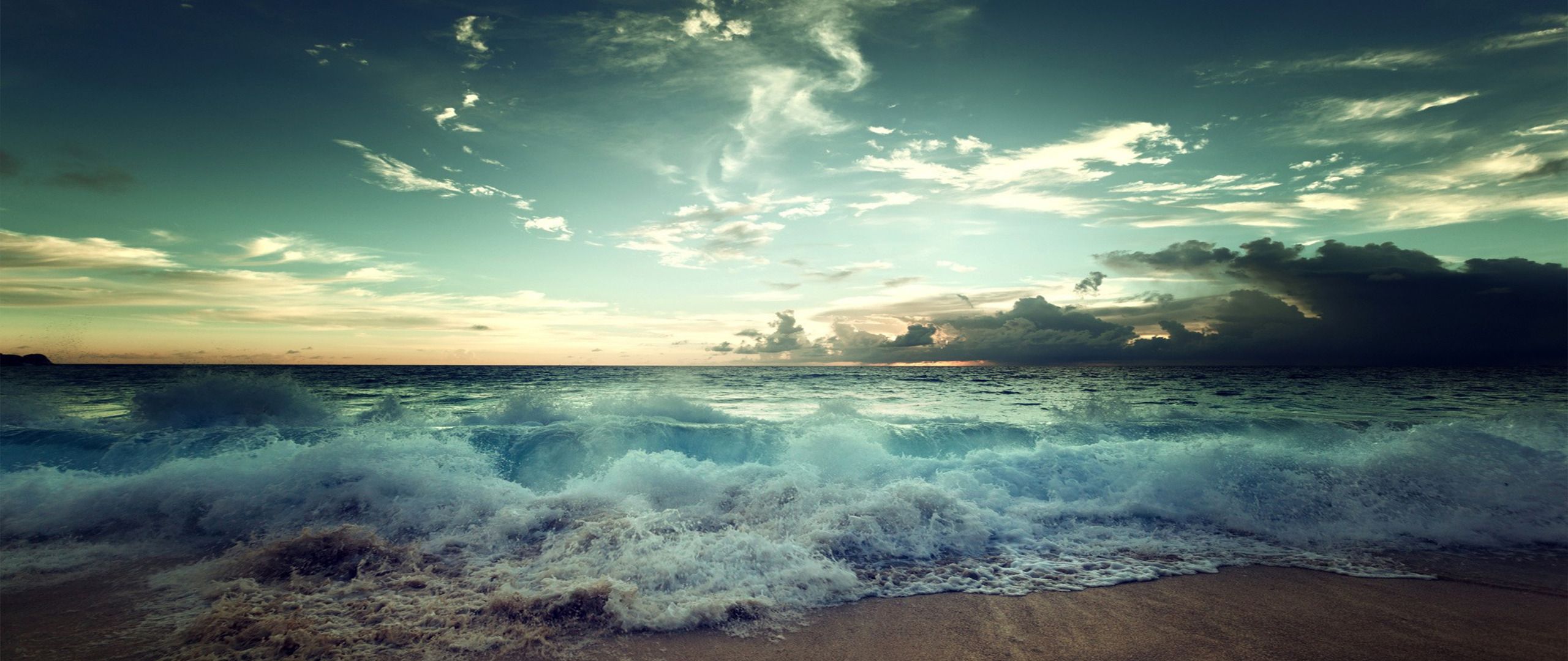 Spiaggia con onde e cielo, 2560x1080 21:9, Ultrawide
