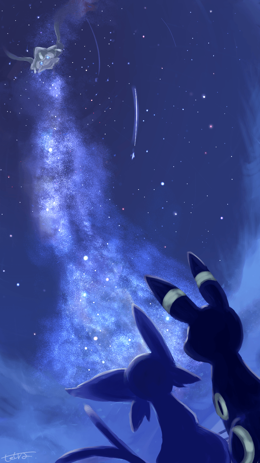 Umbreon ed Espeon cielo notturno, 900x1600 Verticale, Telefono