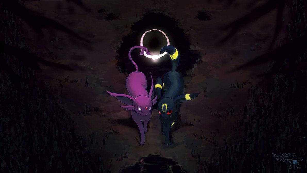 Umbreon ed Espeon oscuri, 1191x670 HD, Desktop