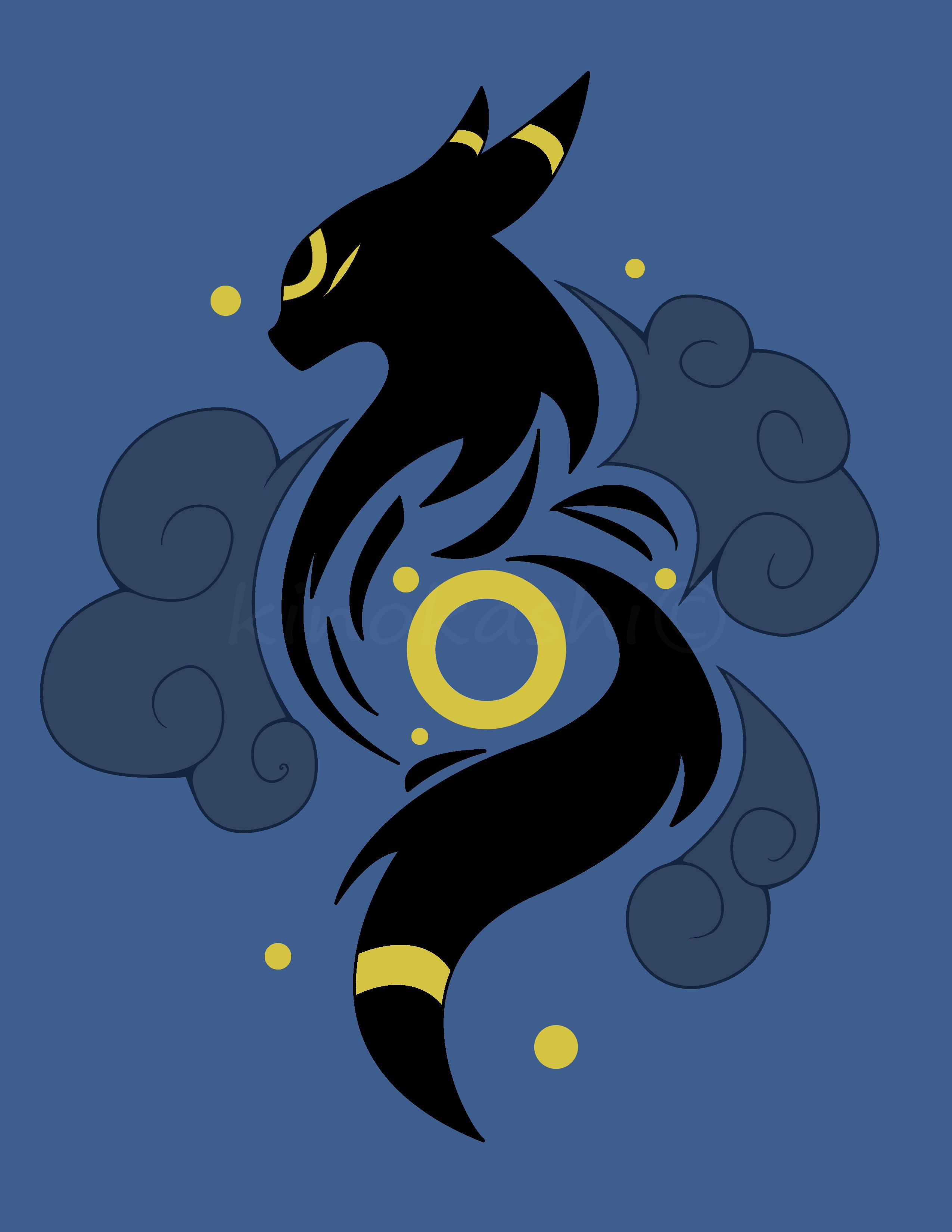 Umbreon stilizzato sfondo blu, 2550x3300 Full HD Verticale, Smartphone
