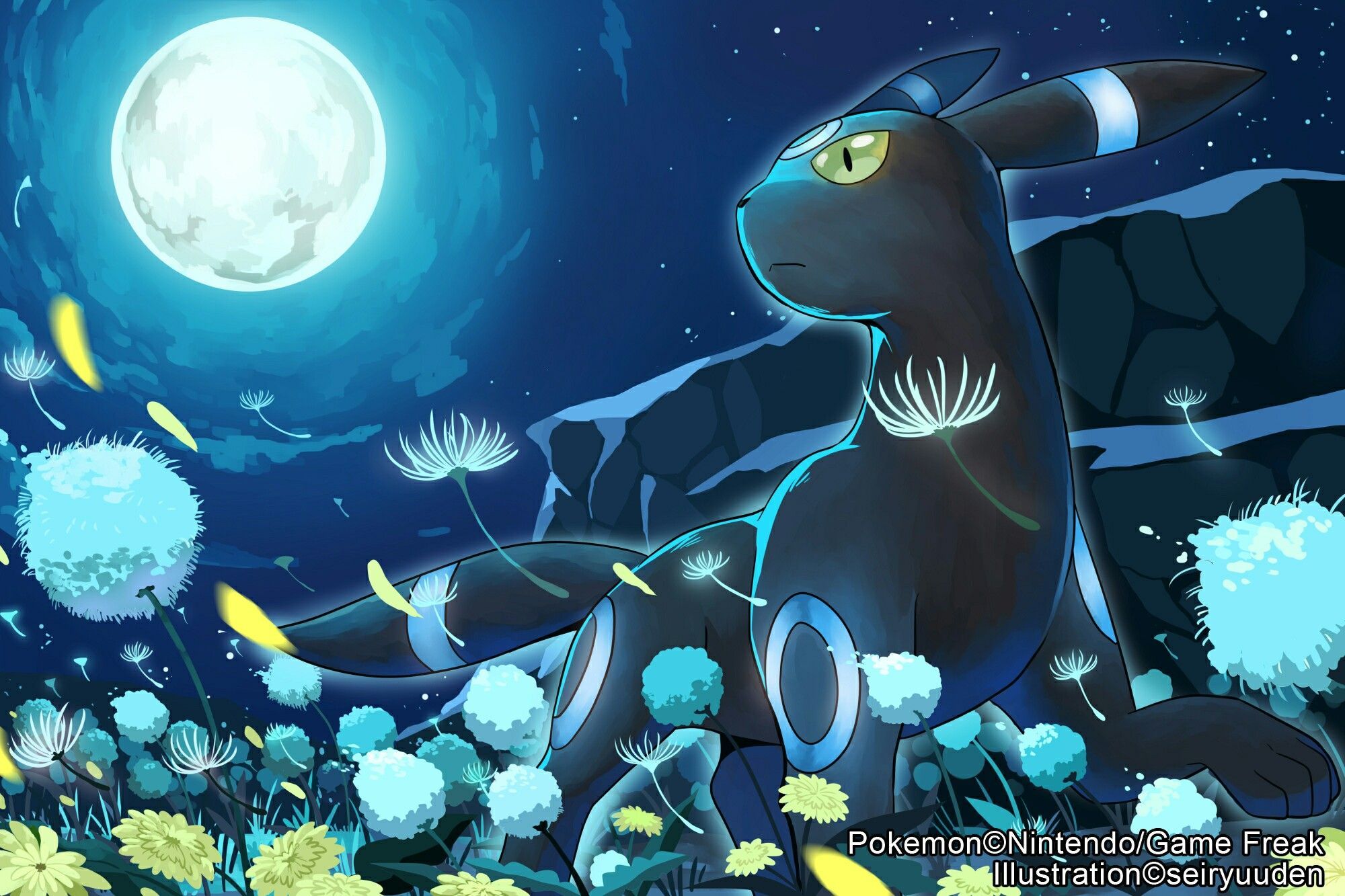 Umbreon Shiny sotto luna piena, 2000x1333 2K, Laptop